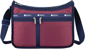 LeSportsac Grape Wine Deluxe Everyday Crossbody Bag   Cosmetic Bag, Style 7507/Color R097, Burgundy & Navy Blue Unite, Rich Jewel Tones & Subtle Iridescence, Environmentally Conscious Recycled