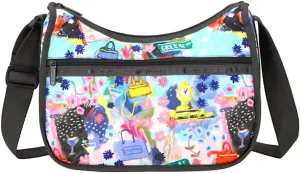 LeSportsac Painterly Spring Classic Hobo Crossbody Bag   Cosmetic Bag, Style 7520/Color G933, Celebrating LeSportsac’s 1974 Iconic Debut in NYC, Abstract Colorful Whimsical Graphics, Limited Edition