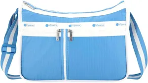 LeSportsac Spectator Azure Deluxe Everyday Crossbody Bag   Cosmetic Bag, Style 7507/Color E871, Mesmerizing Oceanic Blue & Crisp White Unite Evoking Tranquility & Serenity, Spectator Style 2 Tone