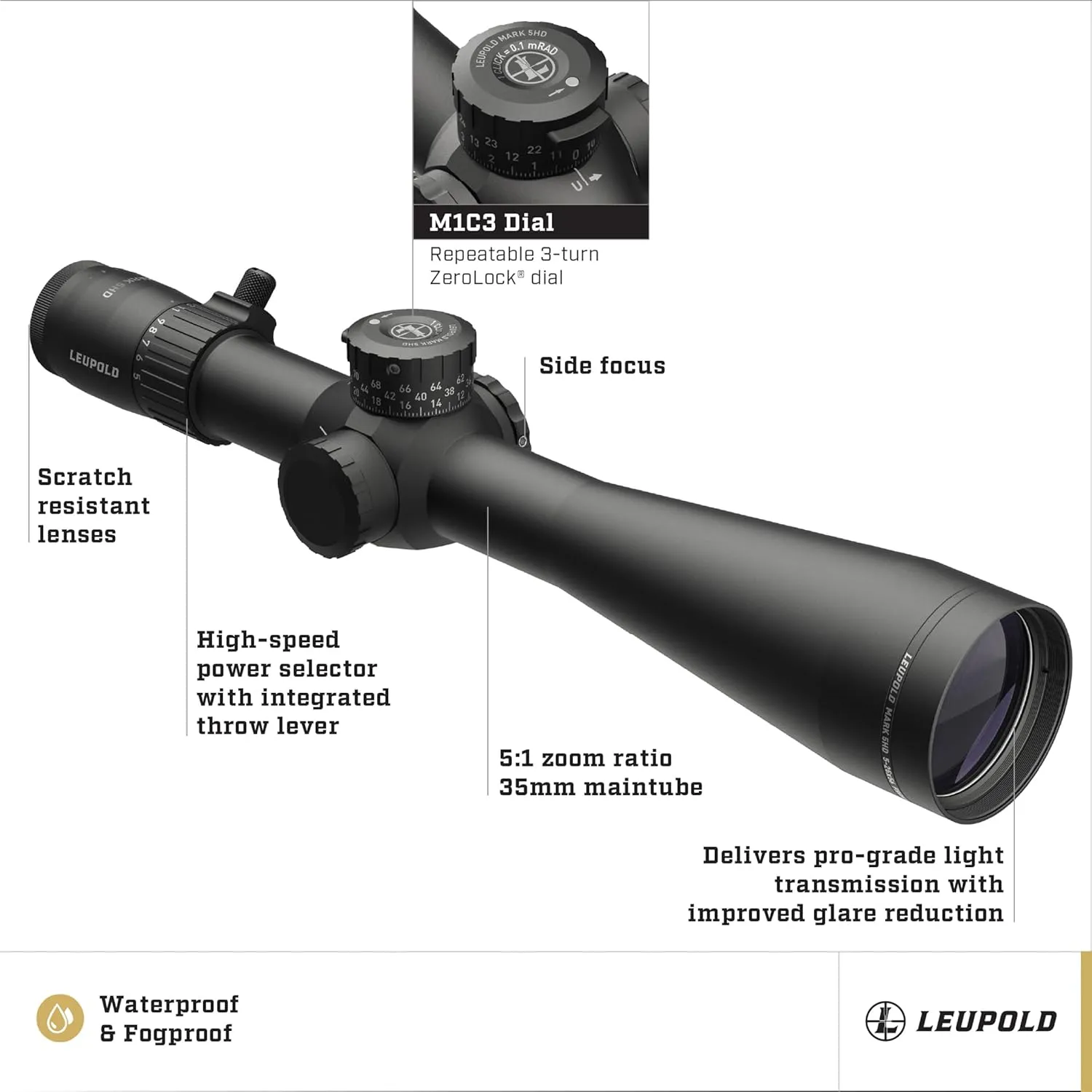 Leupold Mark 5HD 5-25x56mm M1C3 FFP Side Focus Riflescope