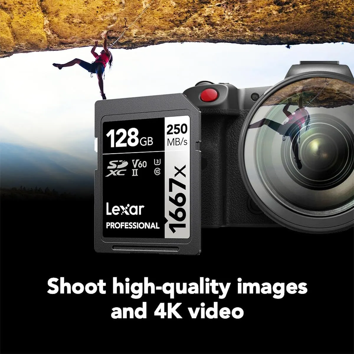 Lexar 128GB Professional 1667x SD Card, UHS-II, C10, U3, V60, Full HD, 4K, Up To 250MB/s Read SDXC Memory Card, for Professional Photographer, Videographer, Enthusiast (LSD128CBNA1667)