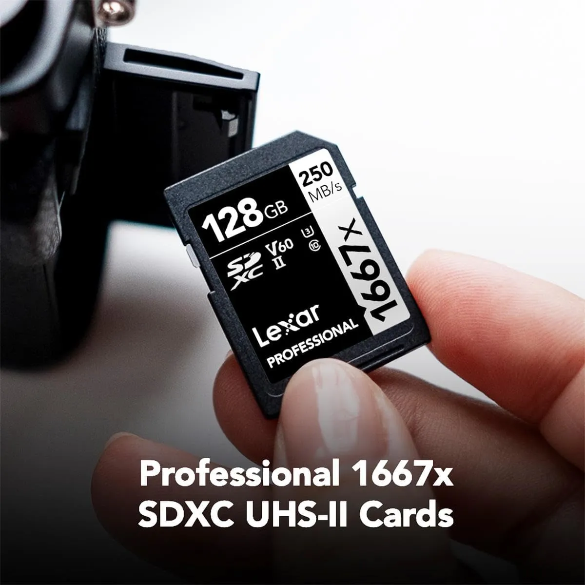 Lexar 128GB Professional 1667x SD Card, UHS-II, C10, U3, V60, Full HD, 4K, Up To 250MB/s Read SDXC Memory Card, for Professional Photographer, Videographer, Enthusiast (LSD128CBNA1667)