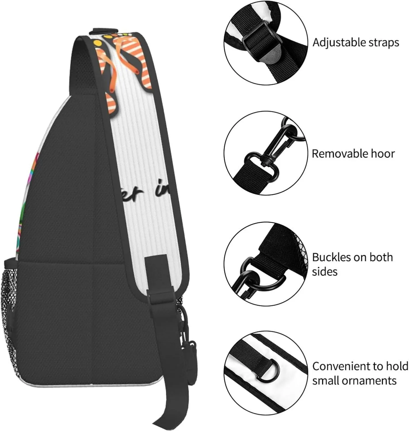 Life is Better in Flip-Flops Sling Backpack for Women Men, Chest Bag Daypack Crossbody for Travel Sport Running Hiking
