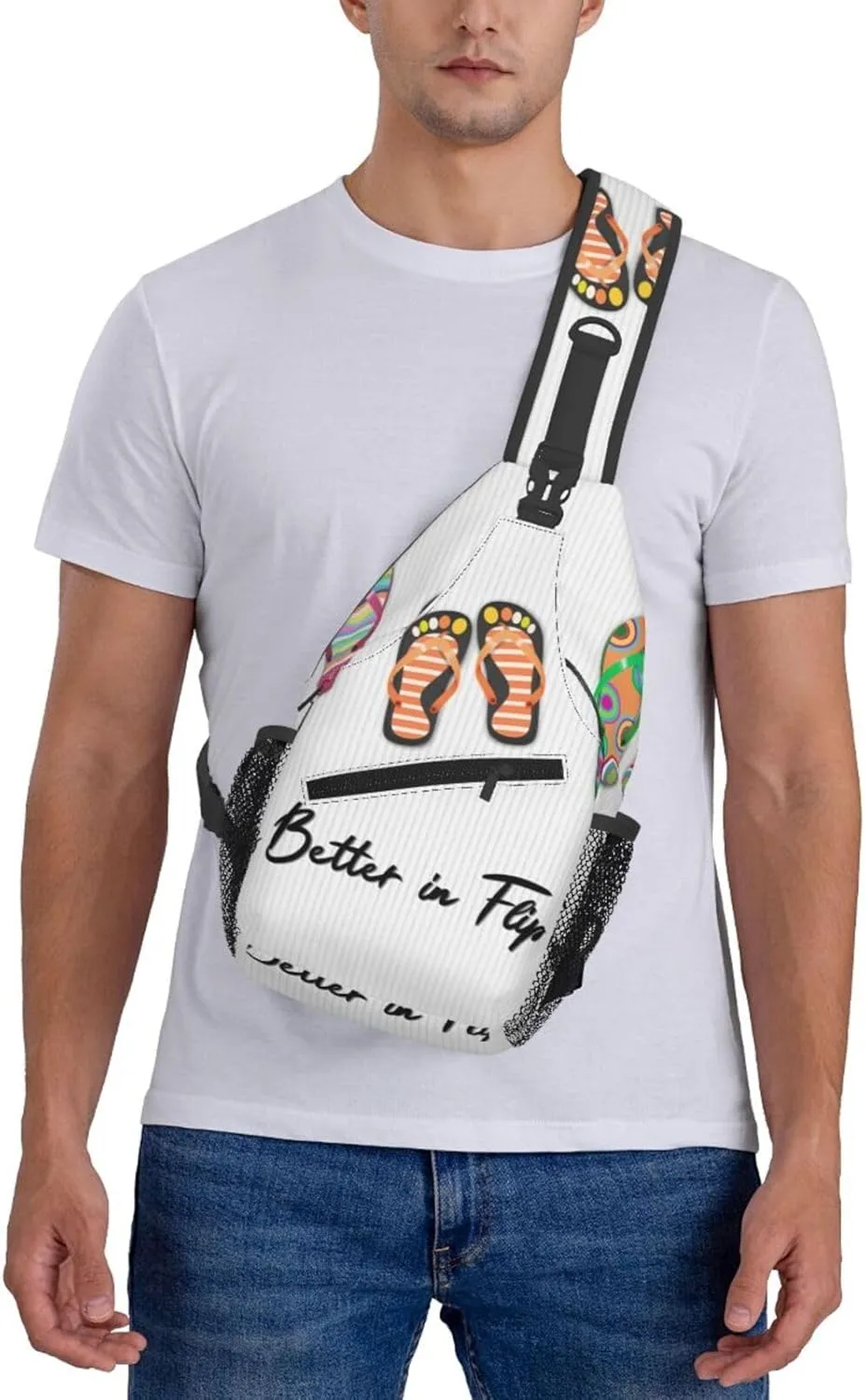Life is Better in Flip-Flops Sling Backpack for Women Men, Chest Bag Daypack Crossbody for Travel Sport Running Hiking