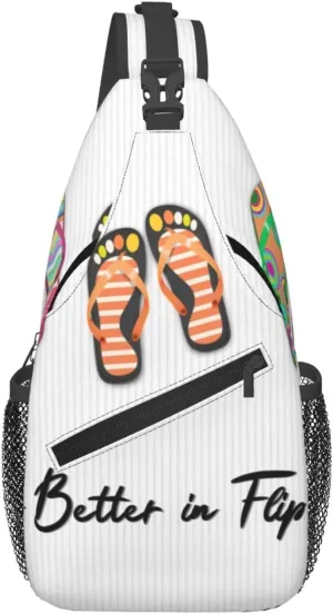 Life is Better in Flip-Flops Sling Backpack for Women Men, Chest Bag Daypack Crossbody for Travel Sport Running Hiking