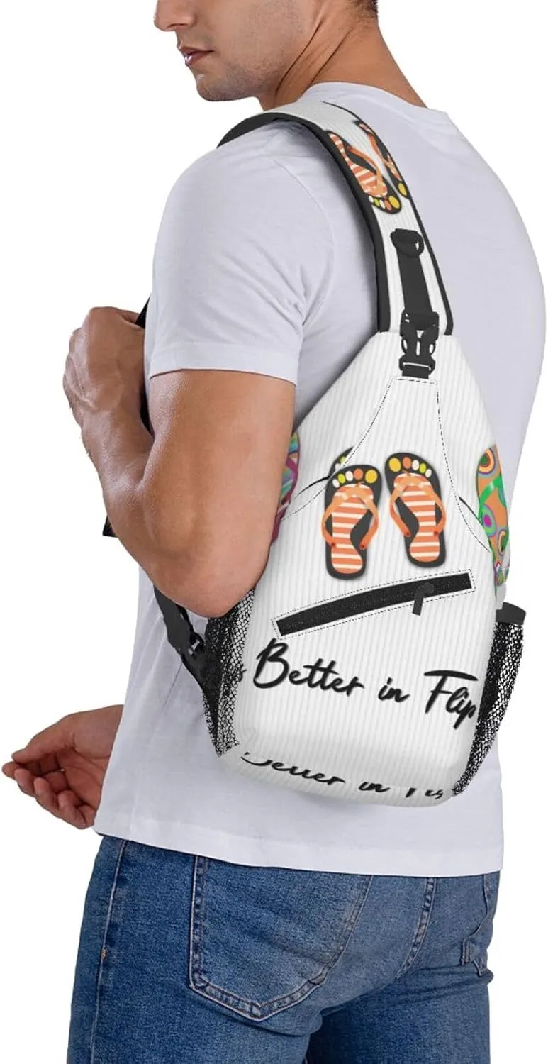 Life is Better in Flip-Flops Sling Backpack for Women Men, Chest Bag Daypack Crossbody for Travel Sport Running Hiking