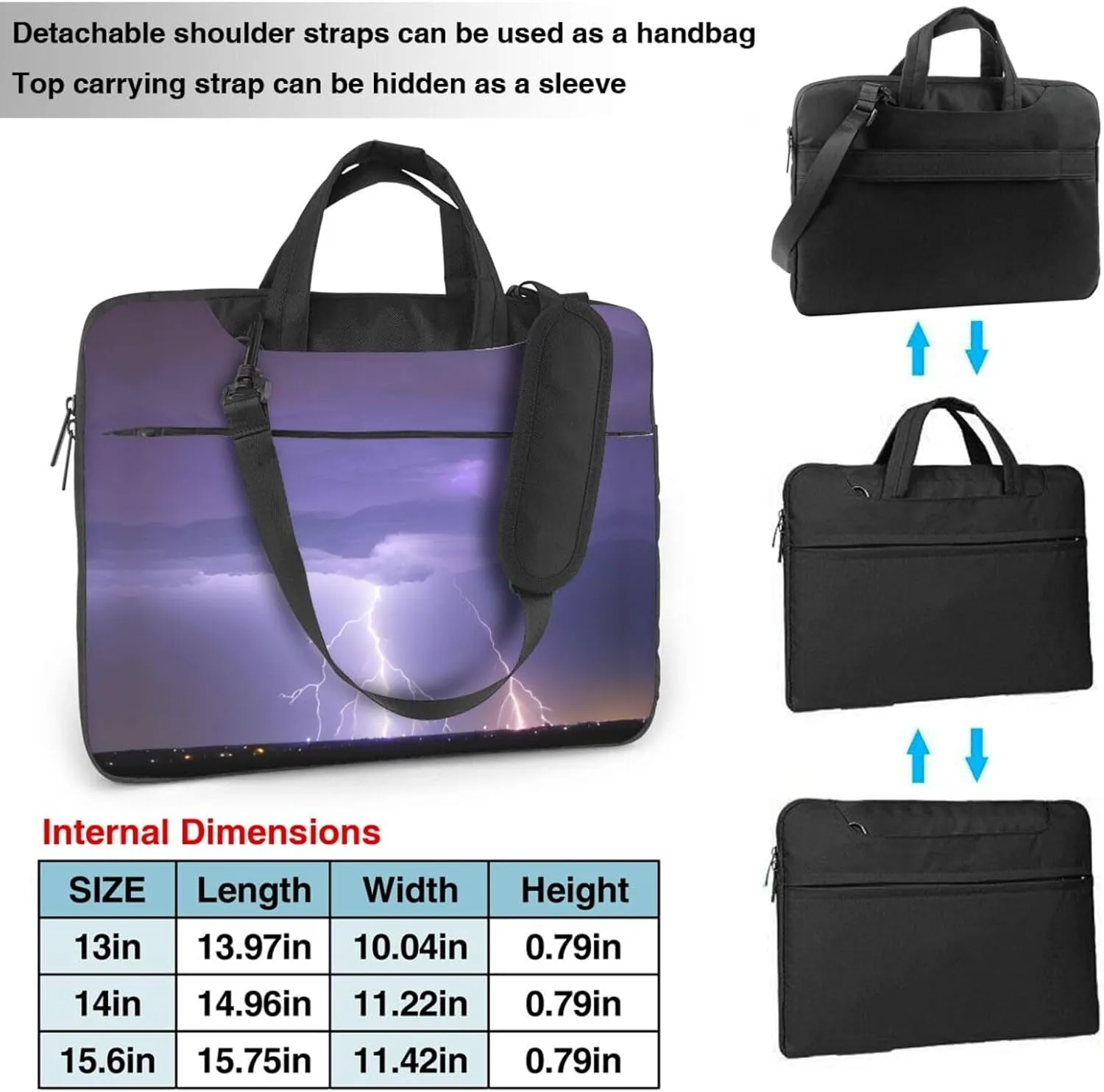Lightning Storm Prints Laptop Bag - with Soft Interior, Multiple Pockets - Ideal for Men, Travel and Business