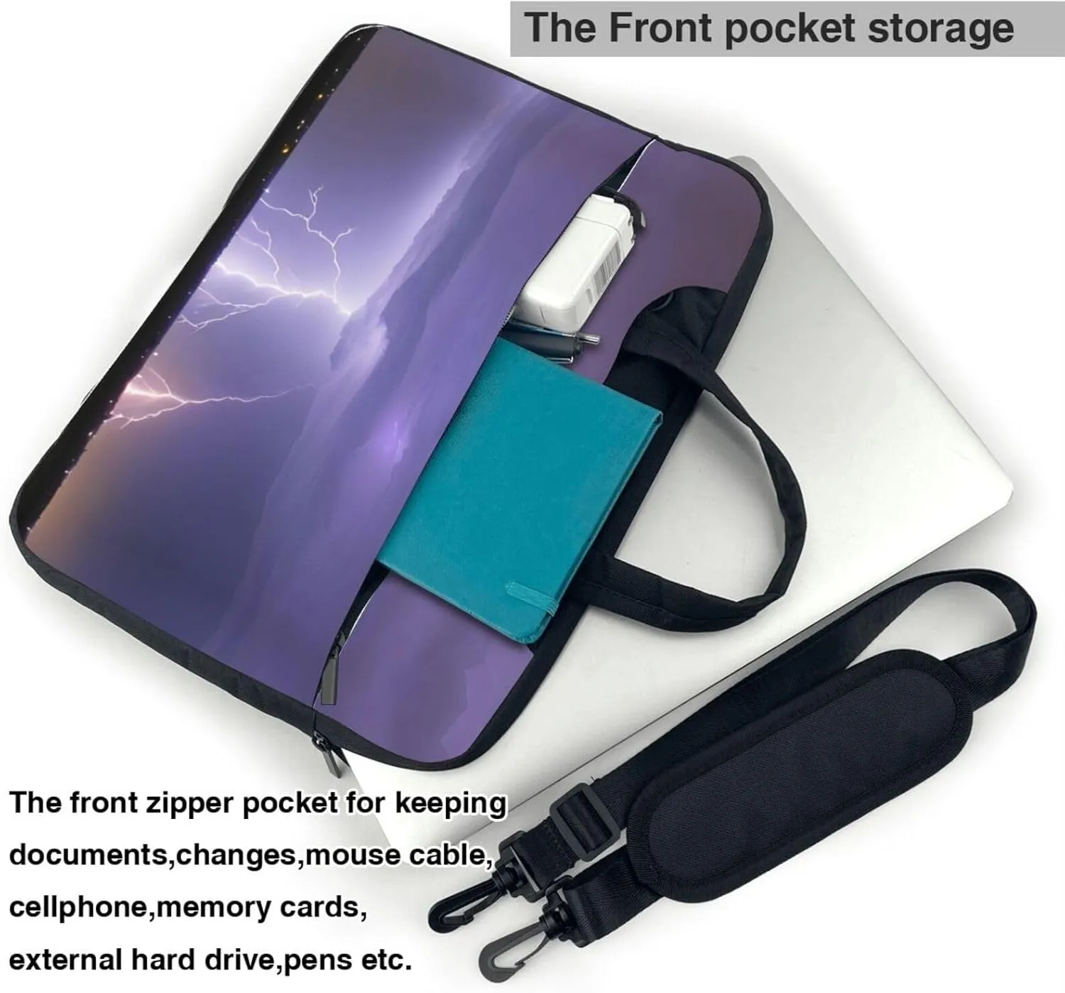 Lightning Storm Prints Laptop Bag - with Soft Interior, Multiple Pockets - Ideal for Men, Travel and Business
