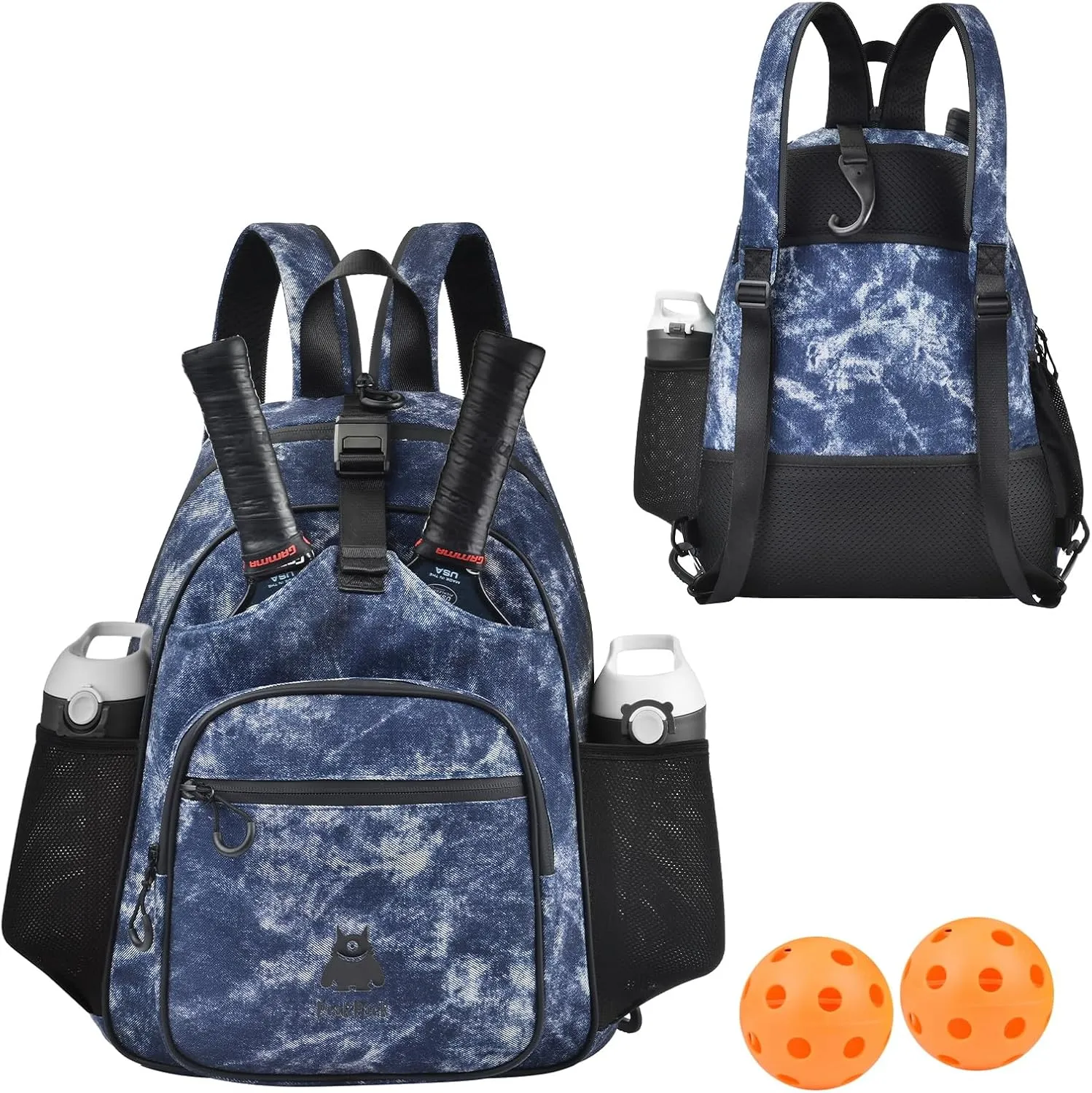 Lightweight Pickleball bag, Canvas Sling Bag - Crossbody Backpack for Men and Women