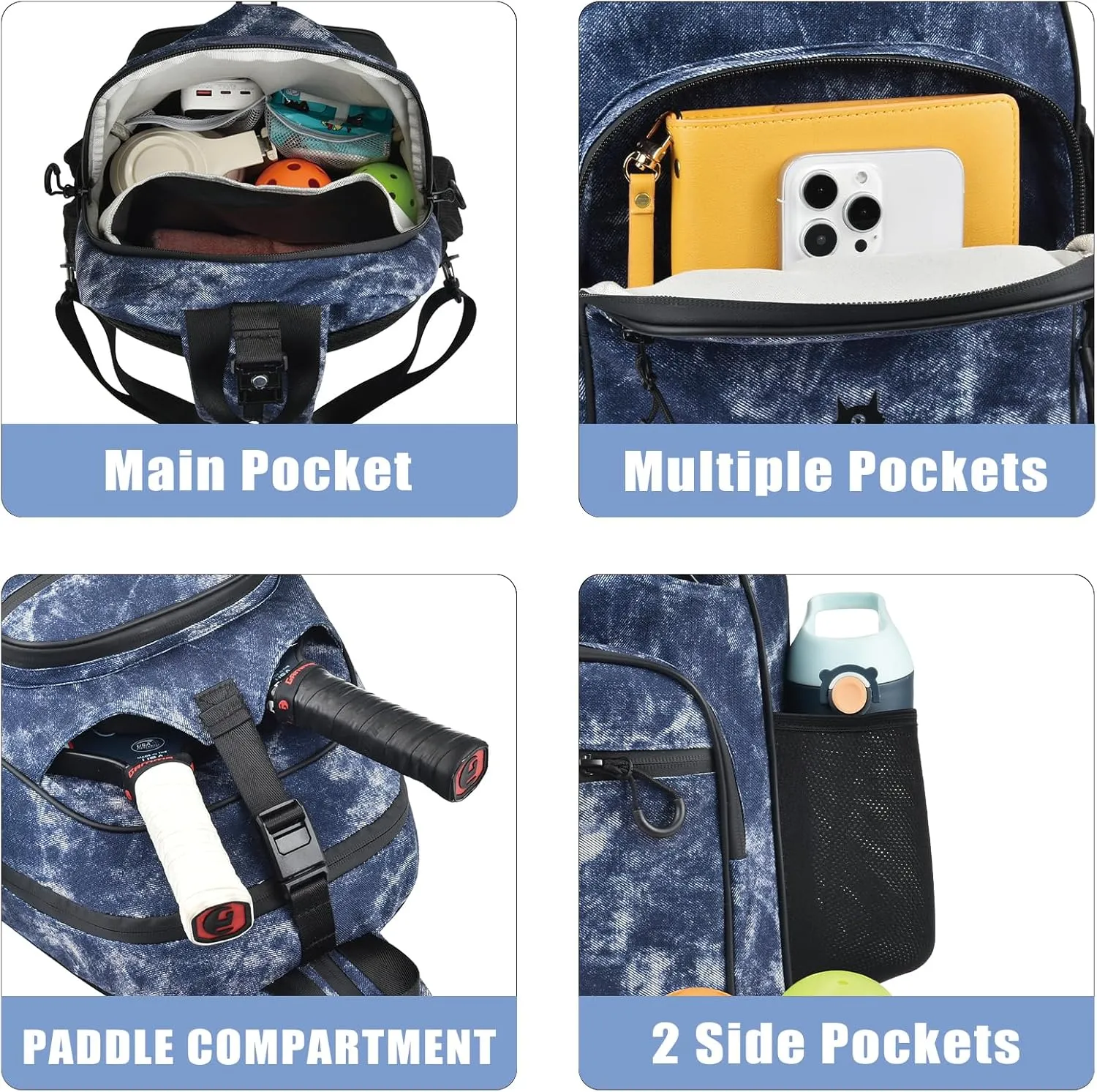 Lightweight Pickleball bag, Canvas Sling Bag - Crossbody Backpack for Men and Women