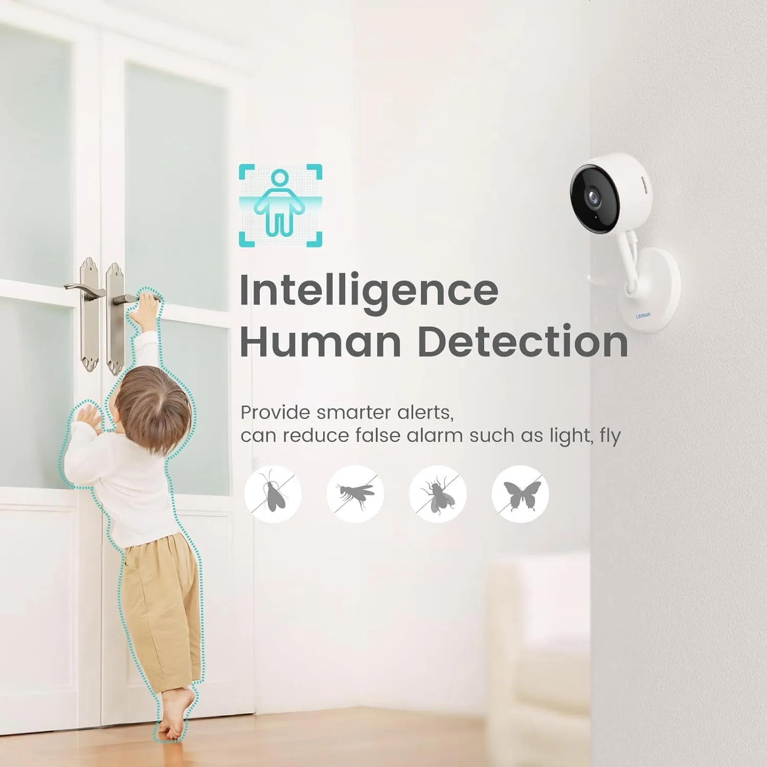 litokam Indoor Cameras for Home Security with Night Vision, Pet Camera with Phone App, 2K Indoor Security Cam, Motion Detection, 2-Way Audio, WiFi Home Camara Compatible with Alexa