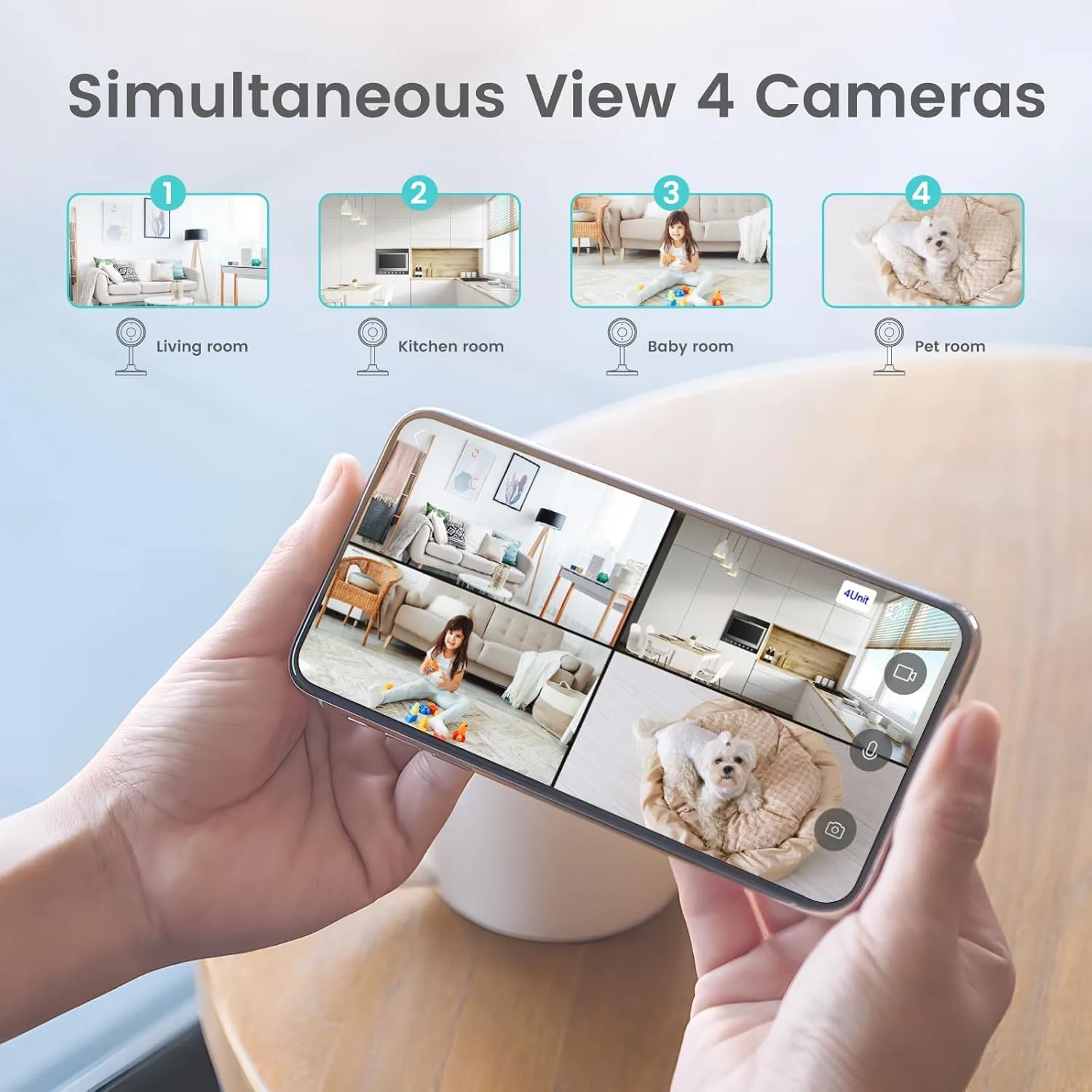 litokam Indoor Cameras for Home Security with Night Vision, Pet Camera with Phone App, 2K Indoor Security Cam, Motion Detection, 2-Way Audio, WiFi Home Camara Compatible with Alexa
