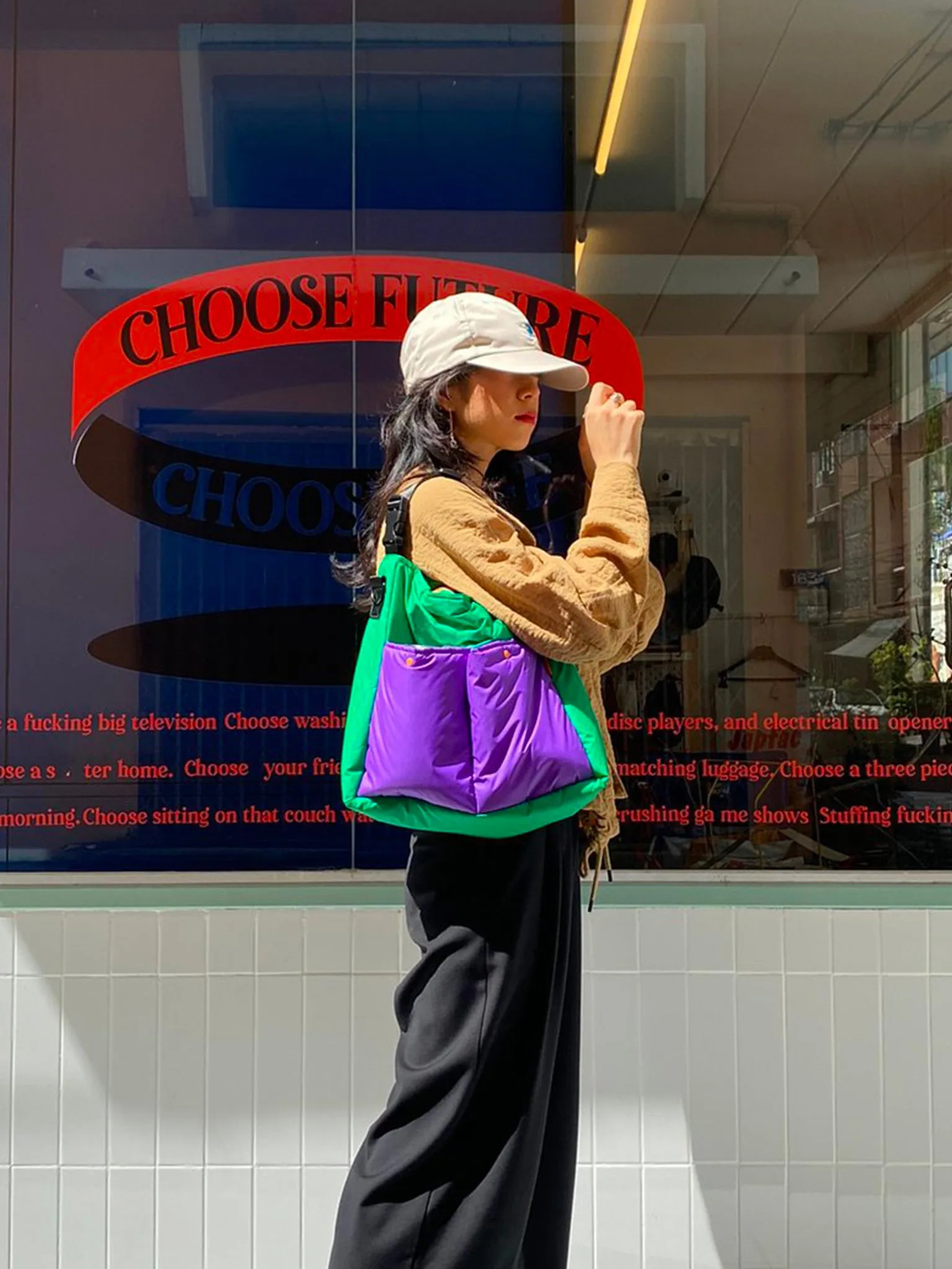 Lively Tote Bag - Green & Purple
