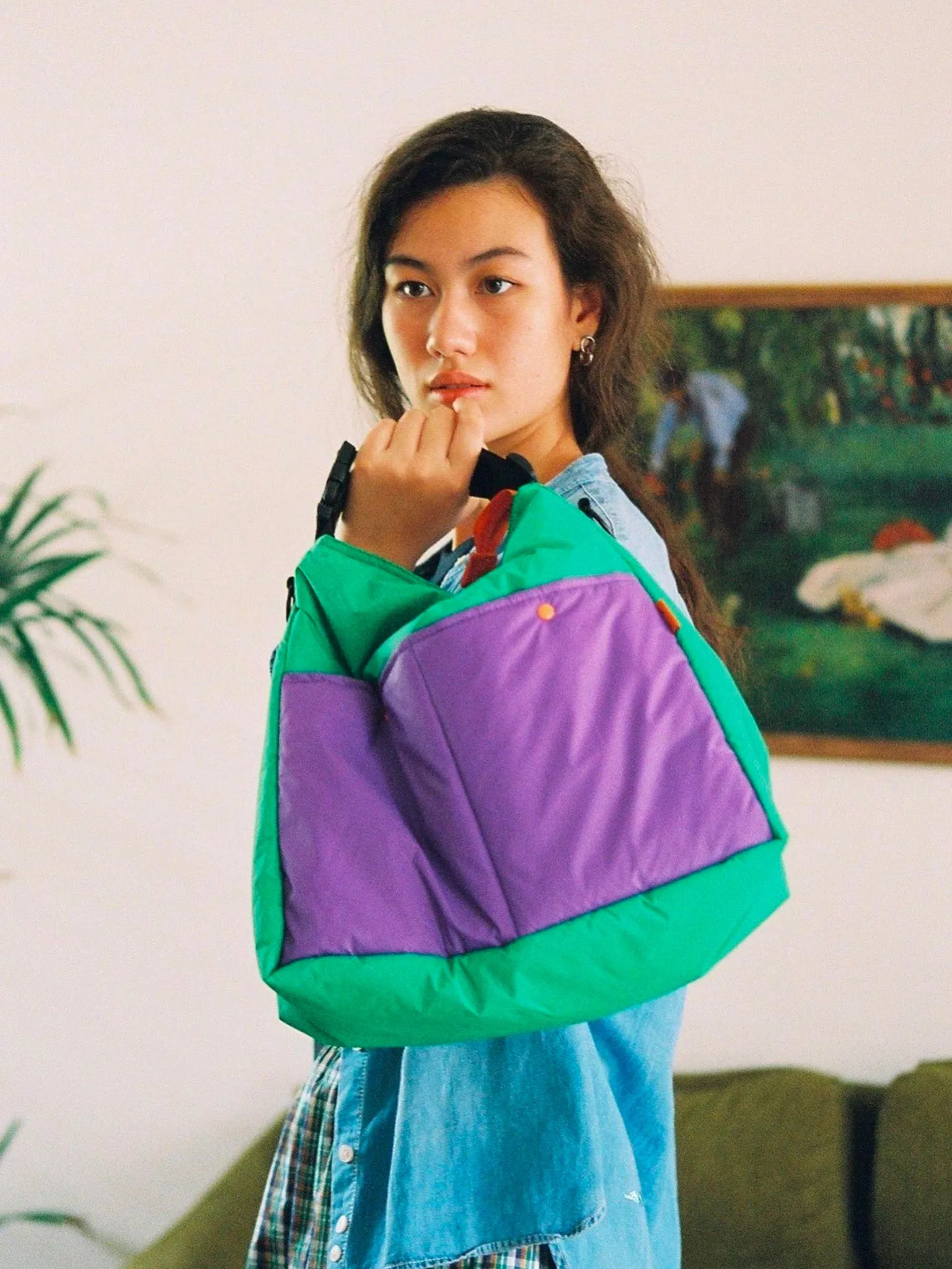 Lively Tote Bag - Green & Purple