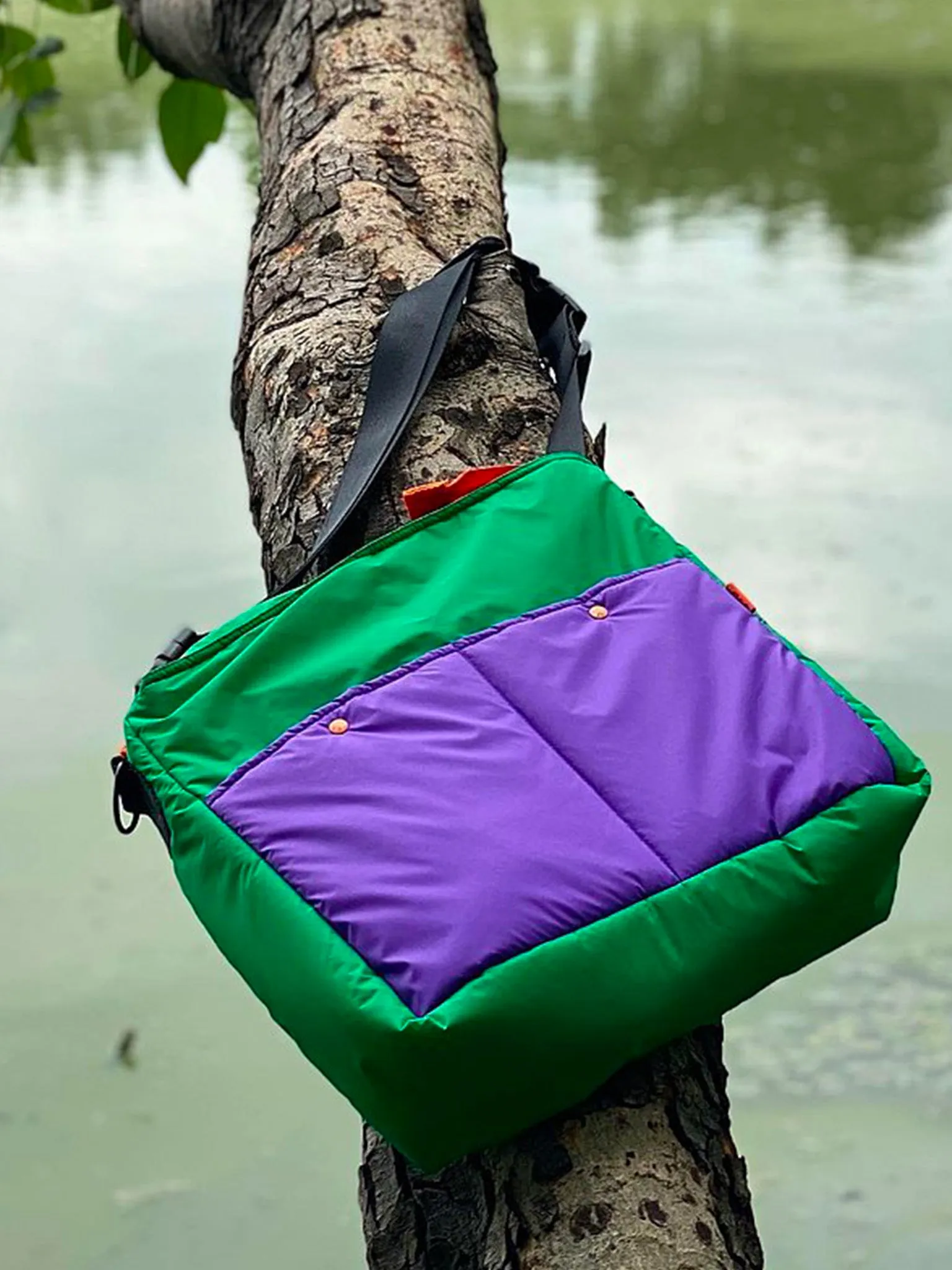 Lively Tote Bag - Green & Purple