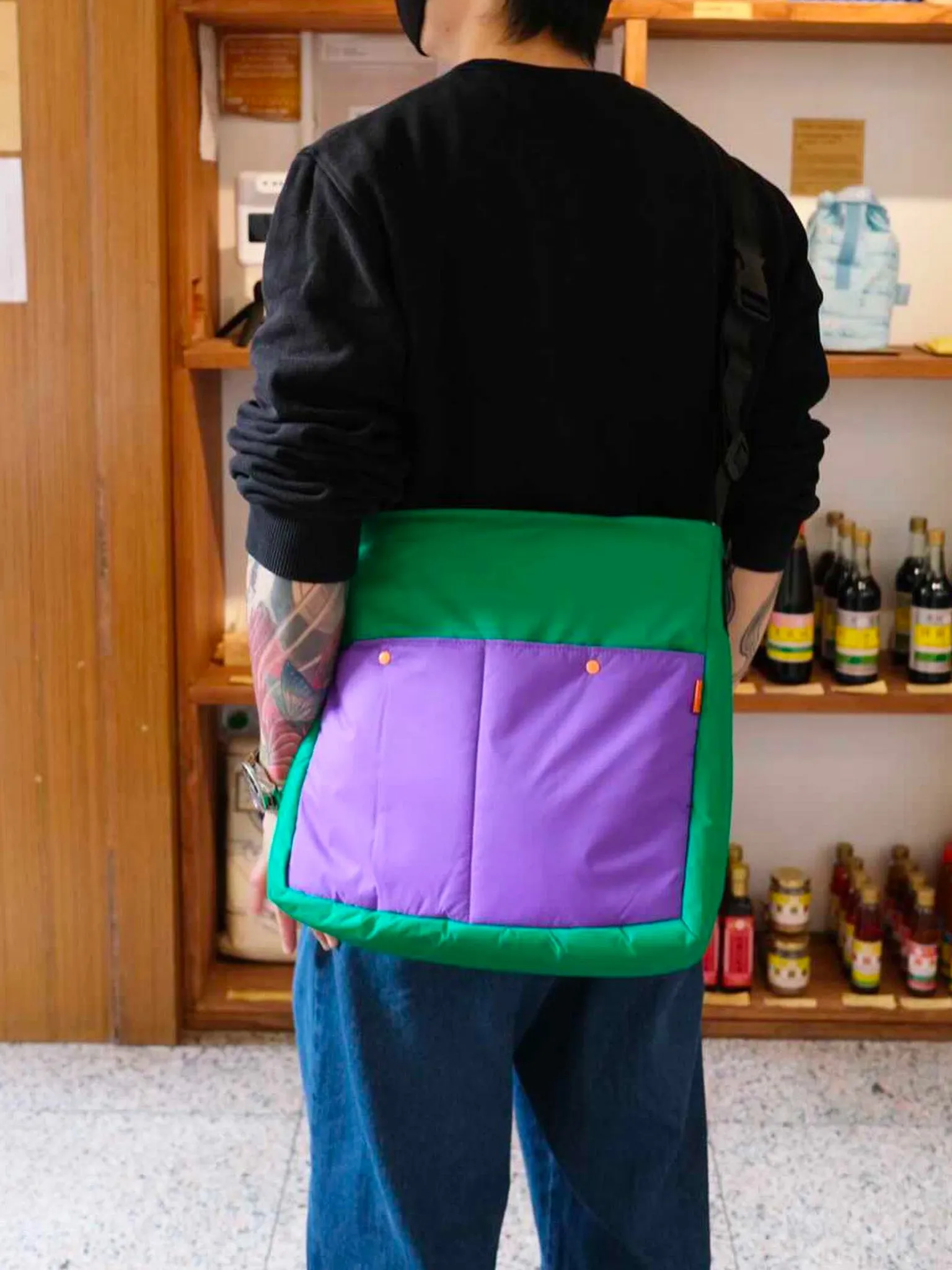 Lively Tote Bag - Green & Purple