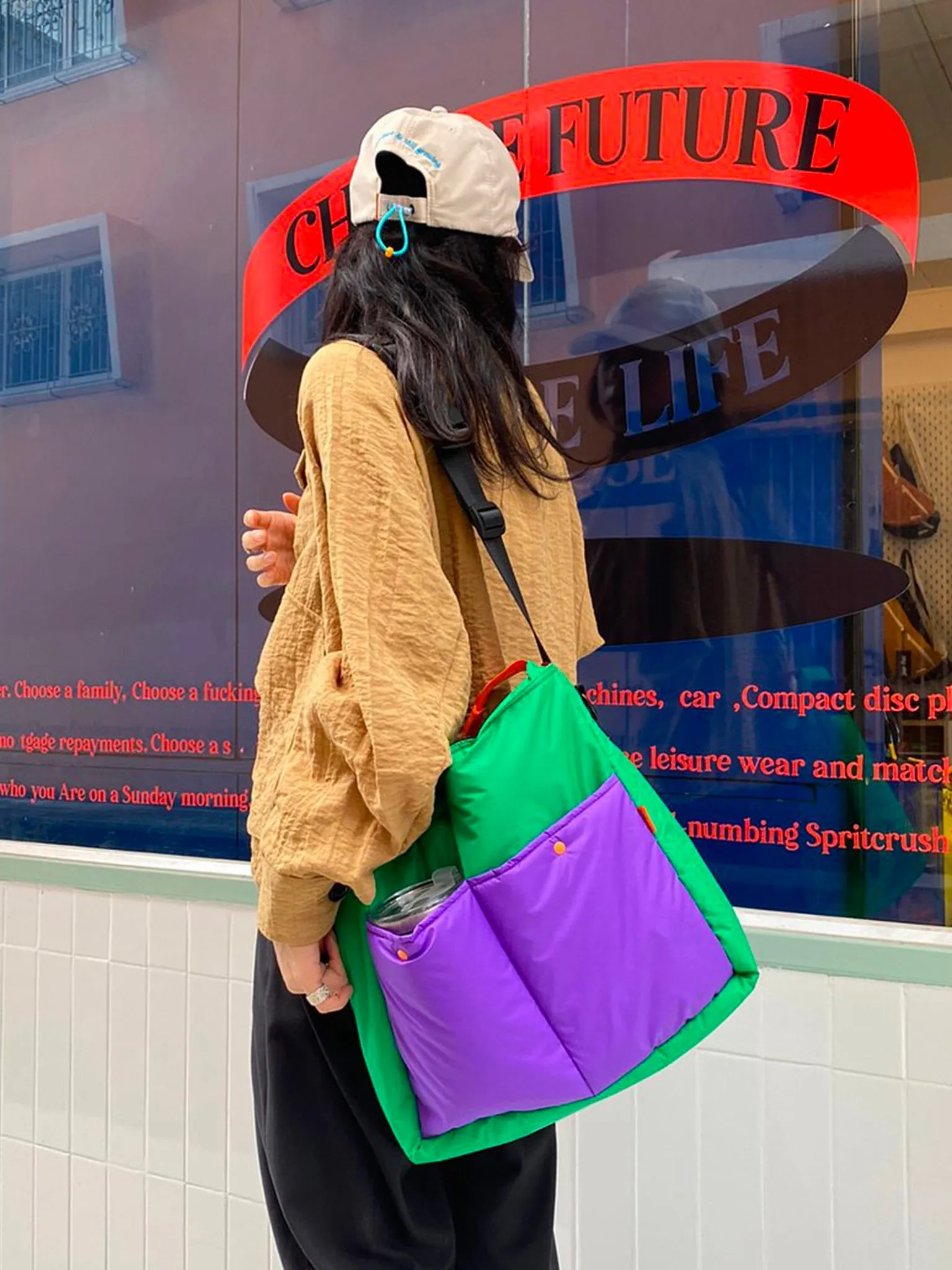 Lively Tote Bag - Green & Purple