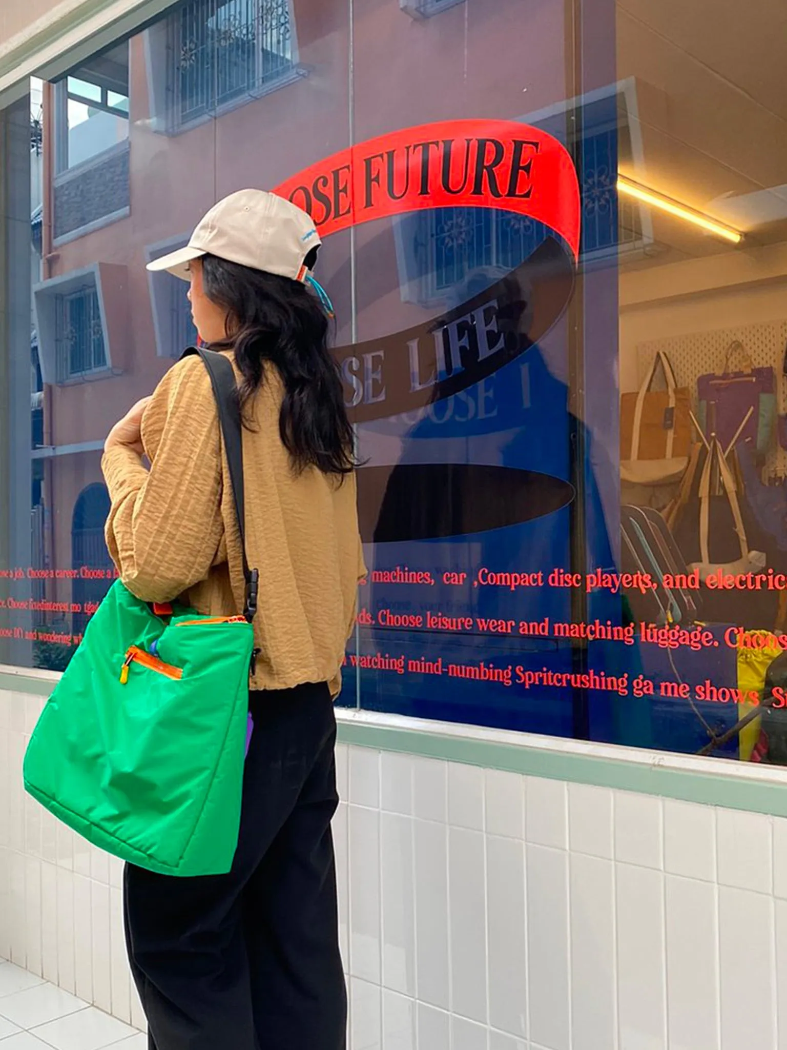 Lively Tote Bag - Green & Purple