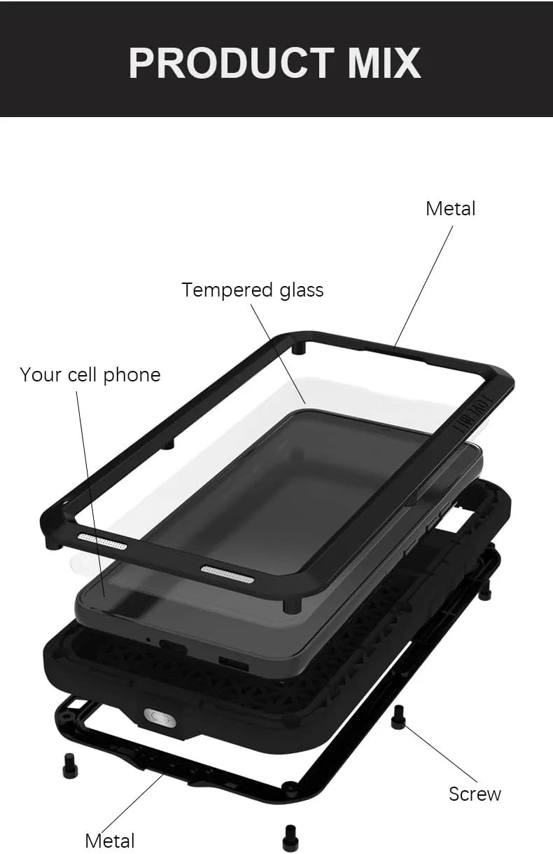 LOVE MEI Compatible with Samsung Galaxy S22 Plus Case, Outdoor Sports Waterproof Military Heavy Duty Shockproof Dust/Dirt Proof Hybrid Aluminum Metal Silicone Tempered Glass Case Hard Cover (Yellow)