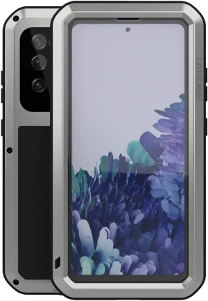 LOVE MEI Military Rugged Case For Samsung Galaxy S20 FE 5G, with Tempered Glass Screen Protector, Shockproof Dustproof Scratch Proof Hybrid Metal and Silicone Gel Heavy Duty Full Body Cover for S20 FE