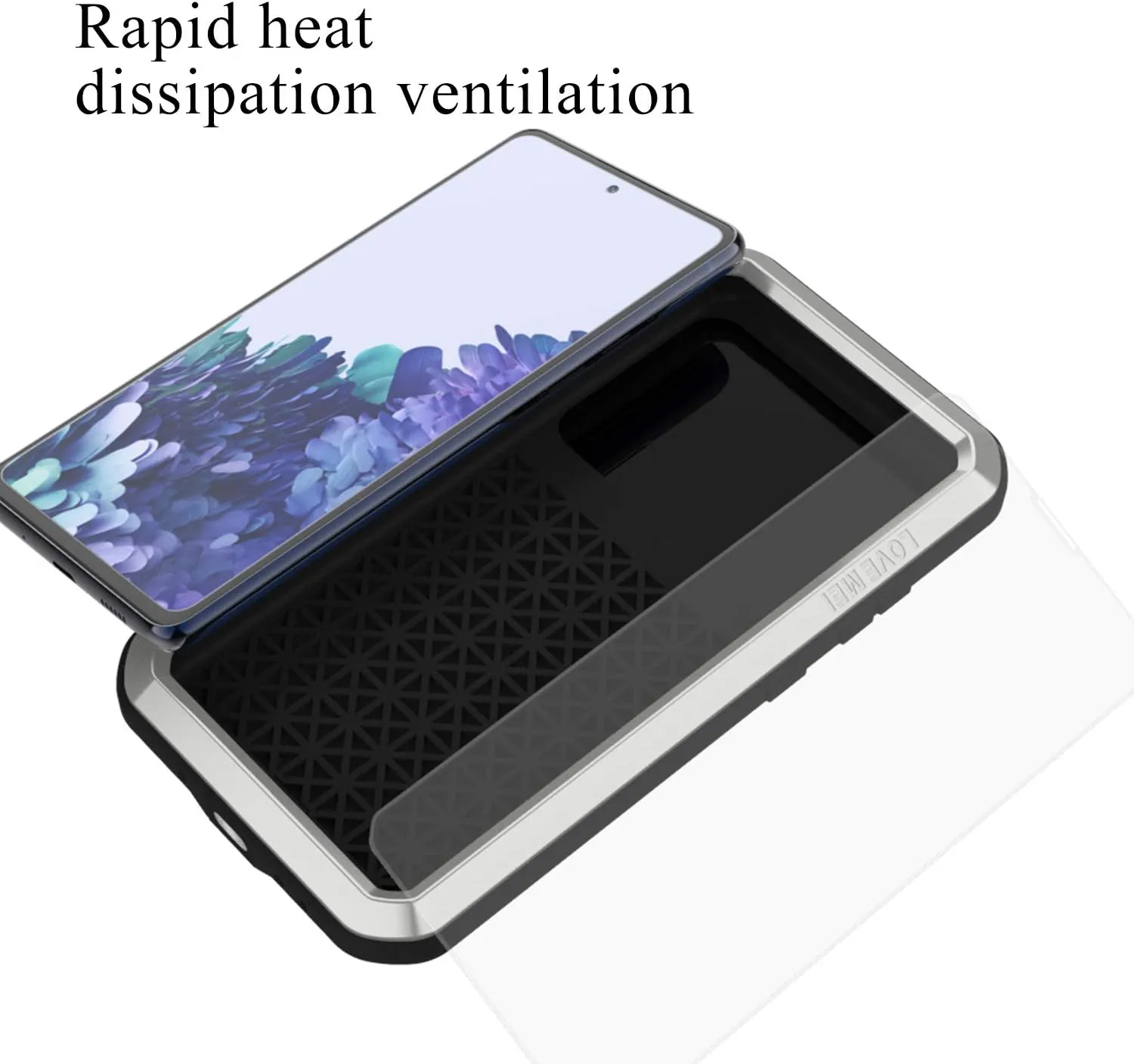 LOVE MEI Military Rugged Case For Samsung Galaxy S20 FE 5G, with Tempered Glass Screen Protector, Shockproof Dustproof Scratch Proof Hybrid Metal and Silicone Gel Heavy Duty Full Body Cover for S20 FE