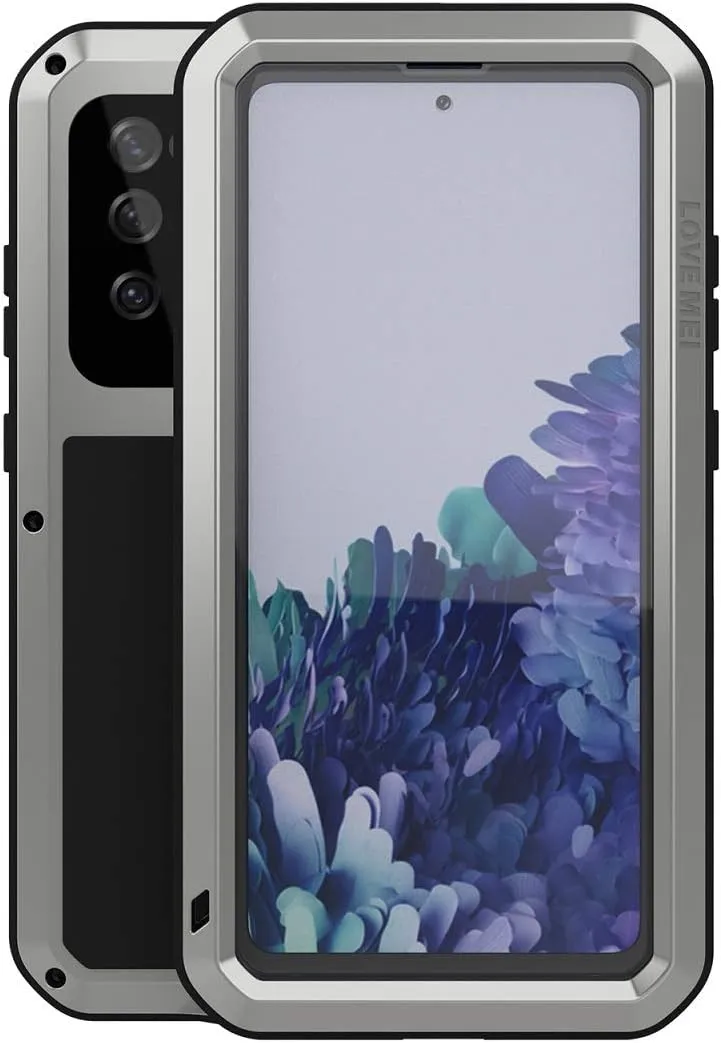 LOVE MEI Military Rugged Case For Samsung Galaxy S20 FE 5G, with Tempered Glass Screen Protector, Shockproof Dustproof Scratch Proof Hybrid Metal and Silicone Gel Heavy Duty Full Body Cover for S20 FE