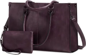 LOVEVOOK Laptop Bag for Women, 15.6 inch Laptop Tote Bag Vintage Work Bags for Women Computer Bag Office Briefcase Handbag