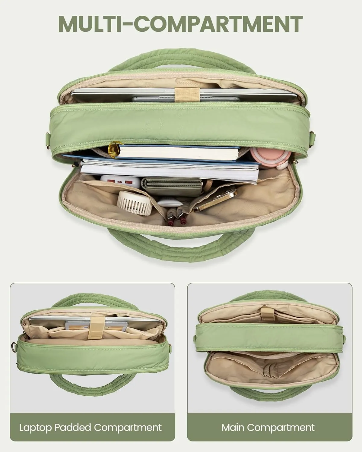 LOVEVOOK Laptop Bag For Women, 15.6 Inch Puffer Laptop Briefcase, Lightweight Work Bussiness Messenger Bag, Large Computer Shoulder Bag, Office, Travel, College, Teacher