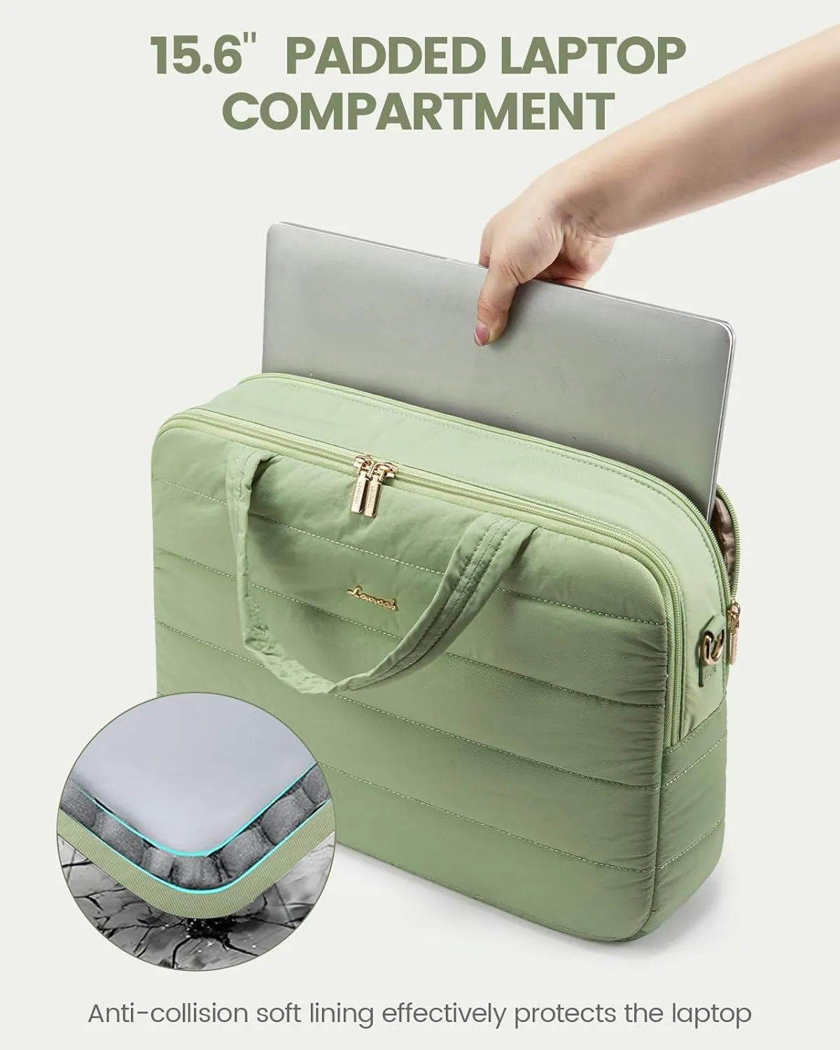 LOVEVOOK Laptop Bag For Women, 15.6 Inch Puffer Laptop Briefcase, Lightweight Work Bussiness Messenger Bag, Large Computer Shoulder Bag, Office, Travel, College, Teacher