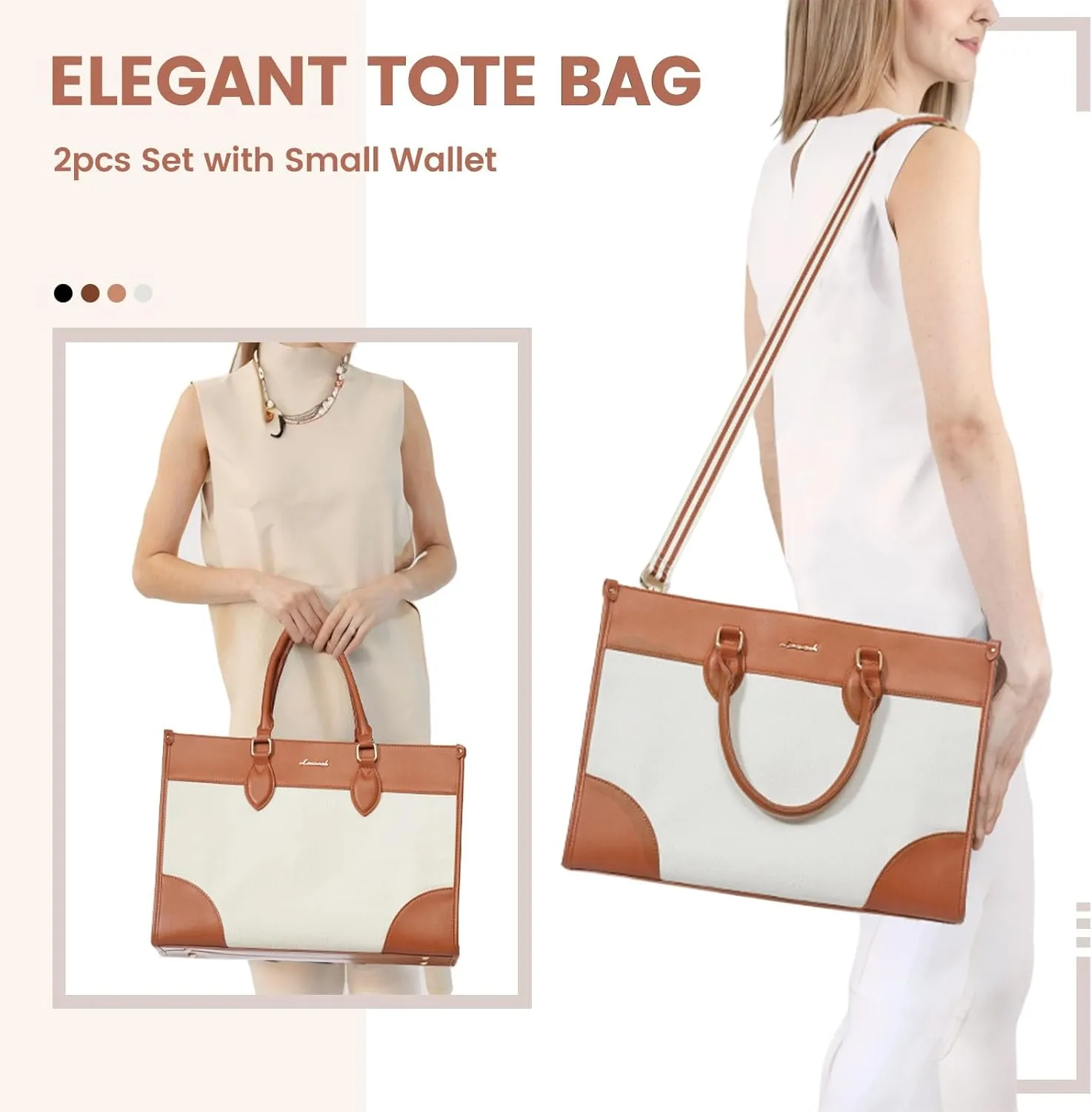 LOVEVOOK Laptop Bag for Women 15.6 inch,Professional Canvas Work Bags Laptop Tote Bag with Cup Holder,Waterproof Laptop Purse Work Tote Computer Briefcase Crossbody Handbag for Teacher Office Travel