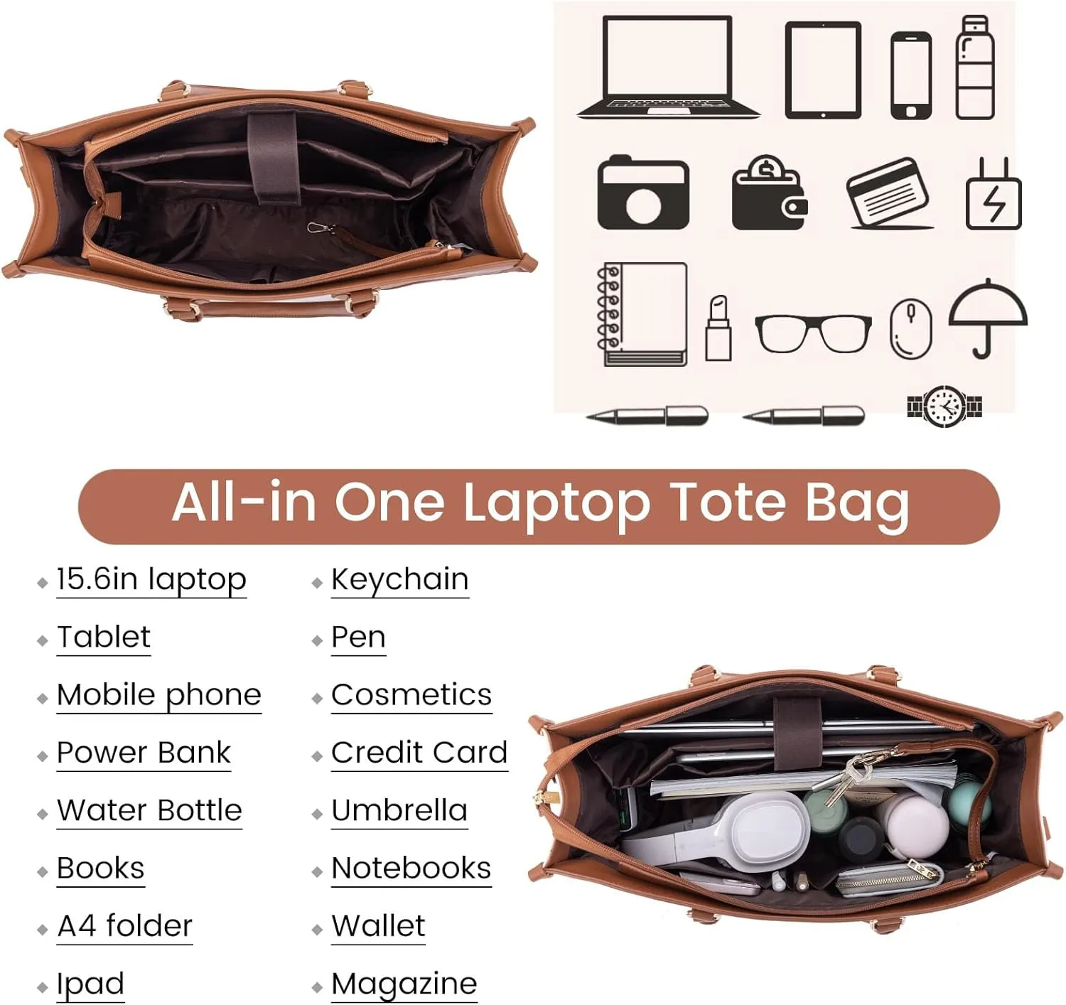 LOVEVOOK Laptop Bag for Women 15.6 inch,Professional Canvas Work Bags Laptop Tote Bag with Cup Holder,Waterproof Laptop Purse Work Tote Computer Briefcase Crossbody Handbag for Teacher Office Travel