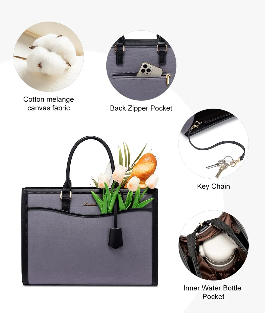 LOVEVOOK Laptop Tote Bag for Women, Office Work Bag Briefcase fit for 15.6 inch Laptop, Large Capacity Teacher Bag Handbag