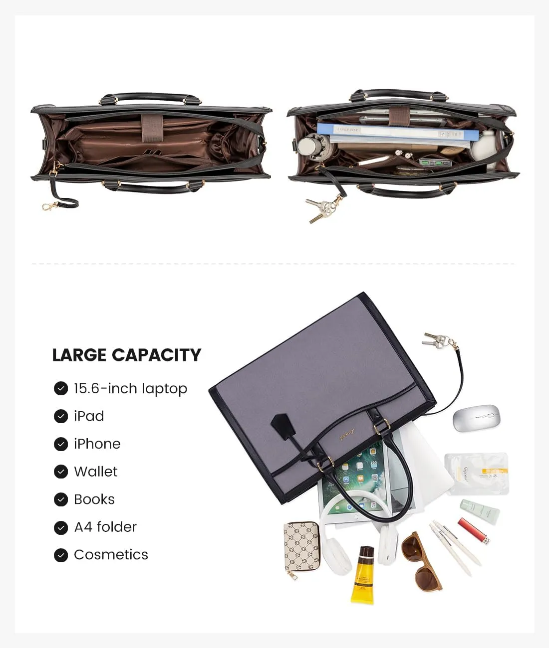 LOVEVOOK Laptop Tote Bag for Women, Office Work Bag Briefcase fit for 15.6 inch Laptop, Large Capacity Teacher Bag Handbag