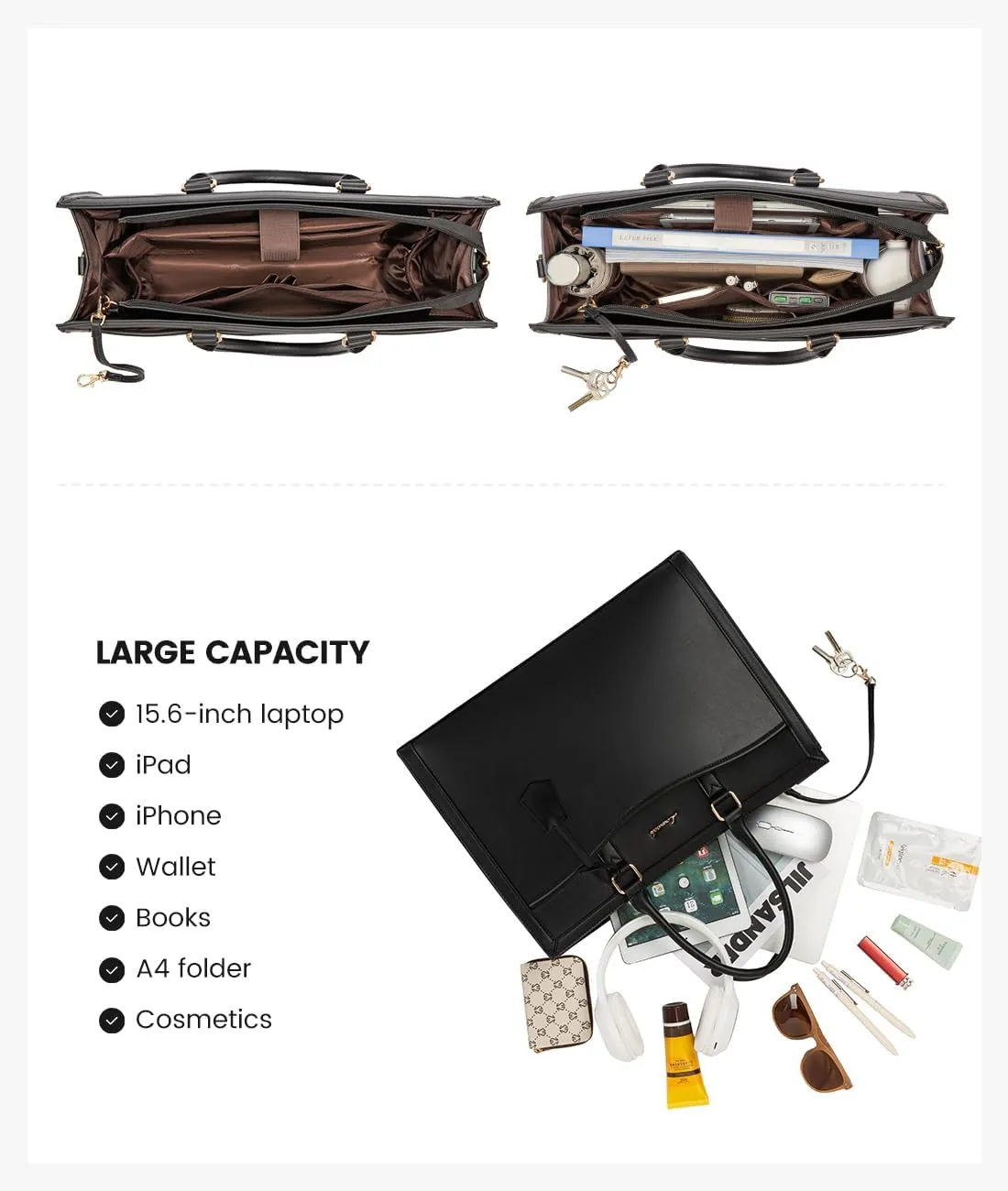 LOVEVOOK Laptop Tote Bag for Women, Office Work Bag Briefcase fit for 15.6 inch Laptop, Large Capacity Teacher Bag Handbag