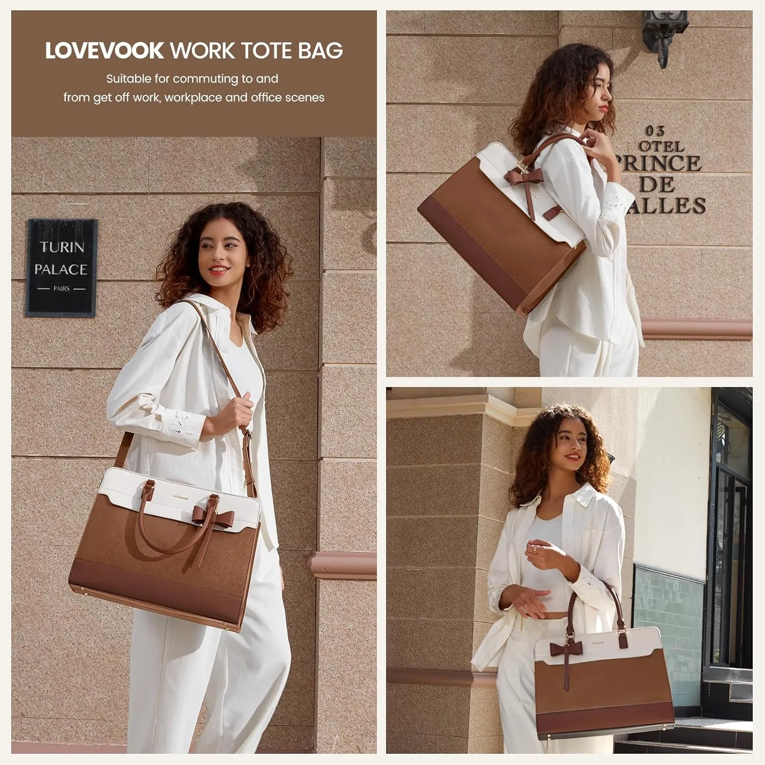 LOVEVOOK Laptop Tote Bag for Women,Leather Work Bag, Waterproof Business Teacher Bag,Large Computer Handbag Purse Briefcase,Office Gifts for Women