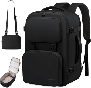 LOVEVOOK Travel Backpack for Women Men, TSA Carry on Backpack Flight Approved 40L Fits 17 Inch Laptop, Waterproof Personal Item Travel Bag Business Weekender Daypack with Detachable Crossbody Bag