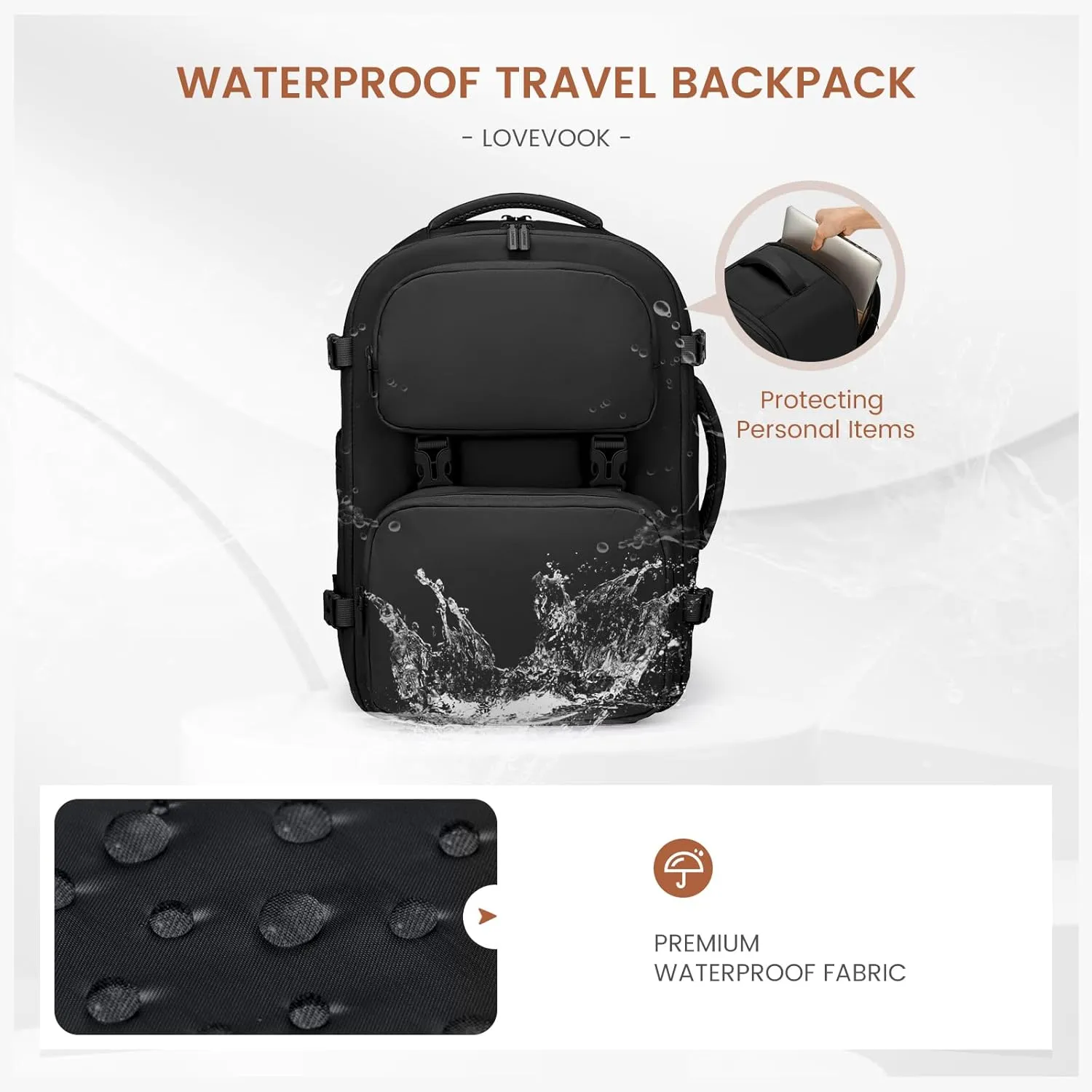 LOVEVOOK Travel Backpack for Women Men, TSA Carry on Backpack Flight Approved 40L Fits 17 Inch Laptop, Waterproof Personal Item Travel Bag Business Weekender Daypack with Detachable Crossbody Bag
