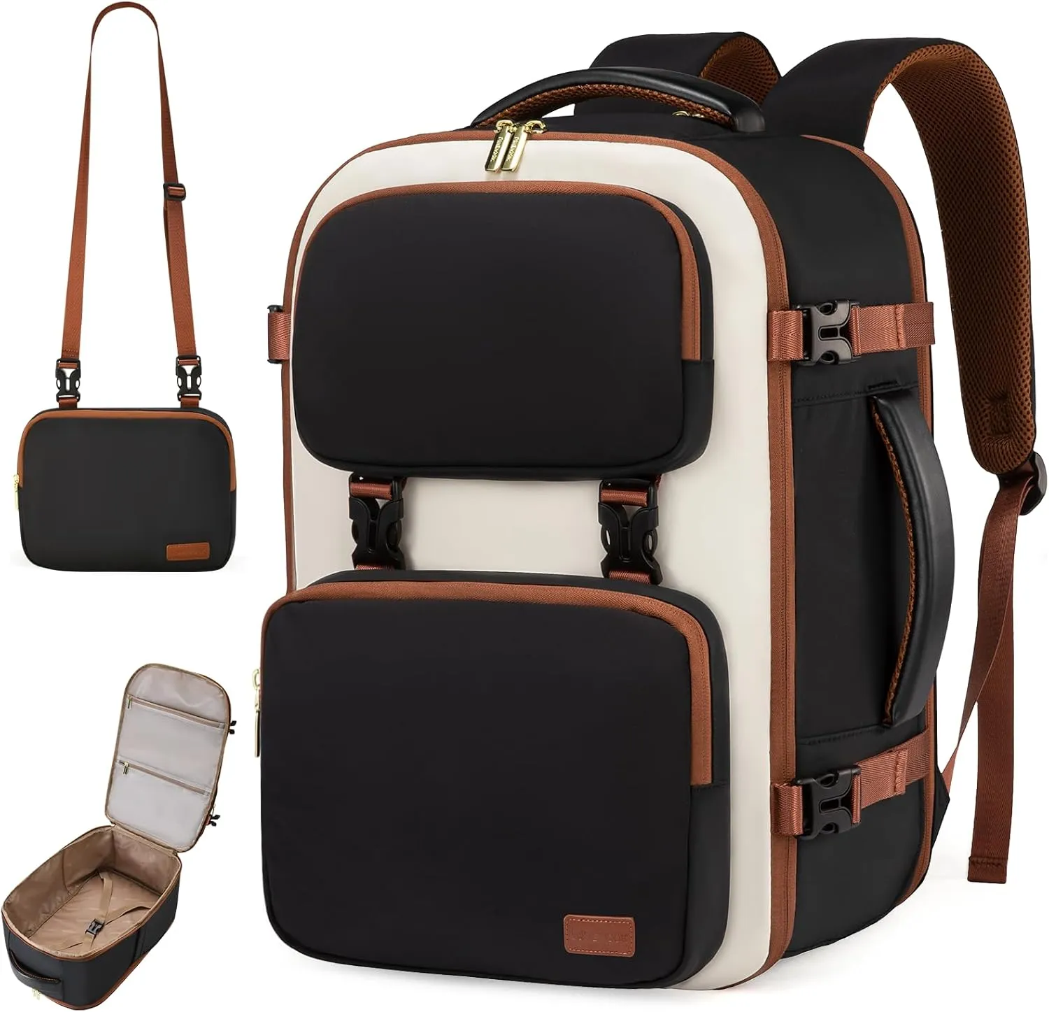 LOVEVOOK Travel Backpack for Women Men, TSA Carry on Backpack Flight Approved 50L Fits 18 Inch Laptop, Waterproof Personal Item Travel Bag Business Weekender Daypack with Detachable Crossbody Bag