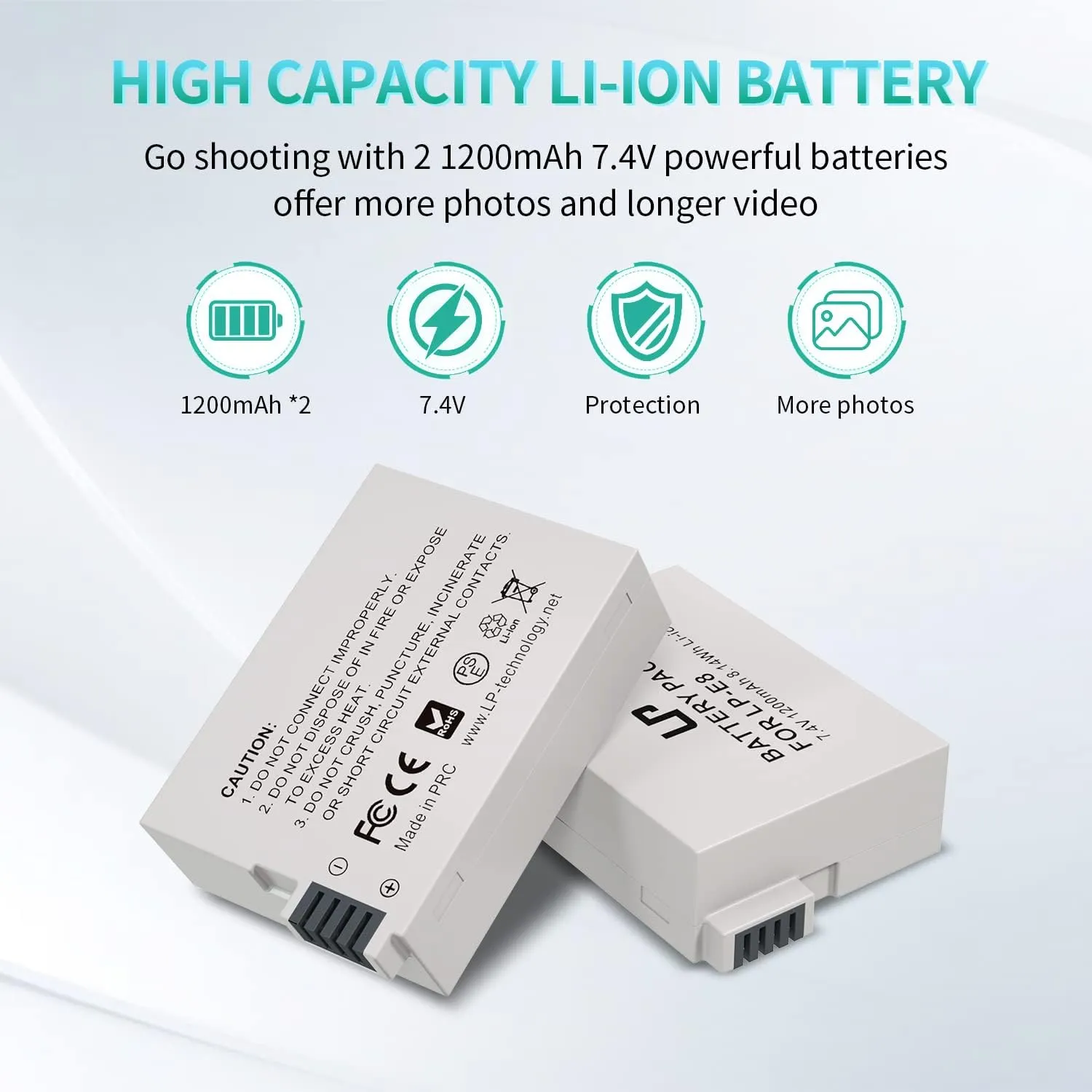 LP LP-E8 Battery Charger Pack, 2-Pack Battery & Dual Slot Charger, Compatible with Canon EOS Rebel T2i, T3i, T4i, T5i, 550D, 600D, 650D, 700D, Kiss X4, X5, X6i, X7i Cameras &More(Not for T2 T3 T4 T5)