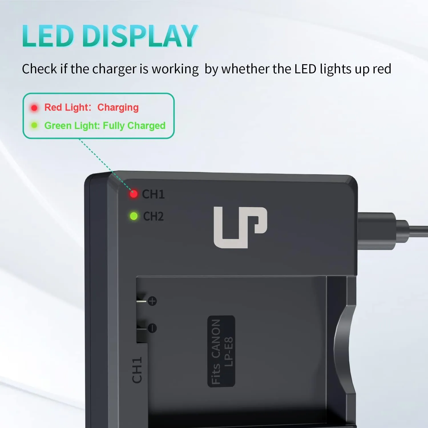 LP LP-E8 Battery Charger Pack, 2-Pack Battery & Dual Slot Charger, Compatible with Canon EOS Rebel T2i, T3i, T4i, T5i, 550D, 600D, 650D, 700D, Kiss X4, X5, X6i, X7i Cameras &More(Not for T2 T3 T4 T5)