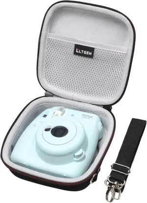 LTGEM Case Compatible with Fujifilm Instax Mini 12/11 / 10/9 / 8/7 / 7  Instant Camera and FUJIFILM Instax Mini Instant Flim with Shoulder Strap, Black(Case Only)