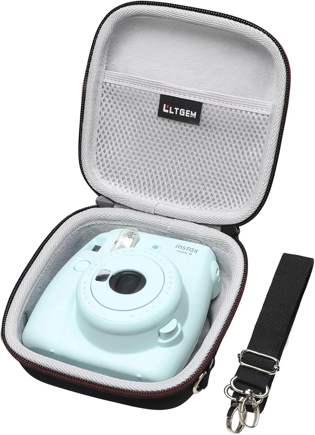 LTGEM Case Compatible with Fujifilm Instax Mini 12/11 / 10/9 / 8/7 / 7  Instant Camera and FUJIFILM Instax Mini Instant Flim with Shoulder Strap, Black(Case Only)