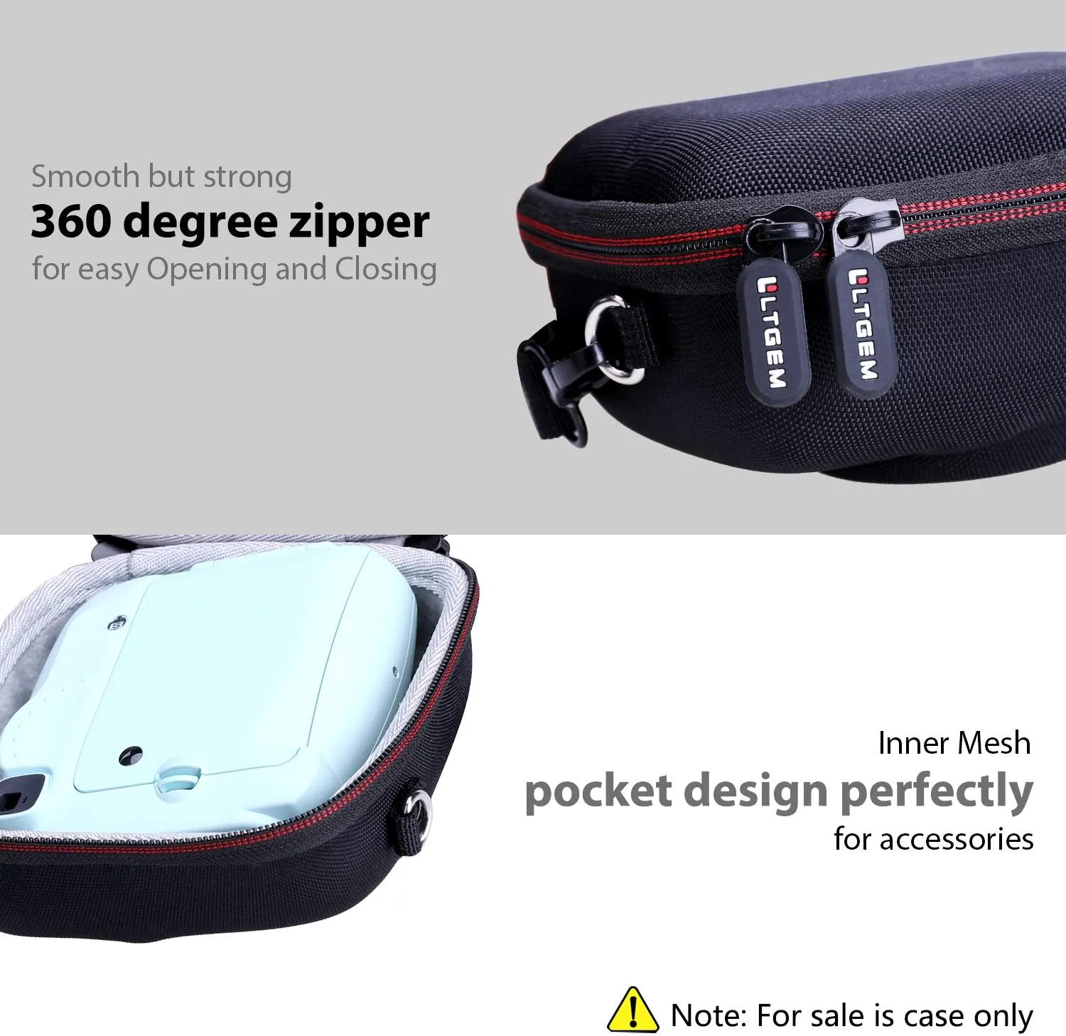 LTGEM Case Compatible with Fujifilm Instax Mini 12/11 / 10/9 / 8/7 / 7  Instant Camera and FUJIFILM Instax Mini Instant Flim with Shoulder Strap, Black(Case Only)