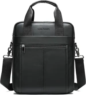 LUKZIJAES Genuine Leather Shoulder Messenger Bag for Men Adjustable Shoulders Sling Crossbody Bags
