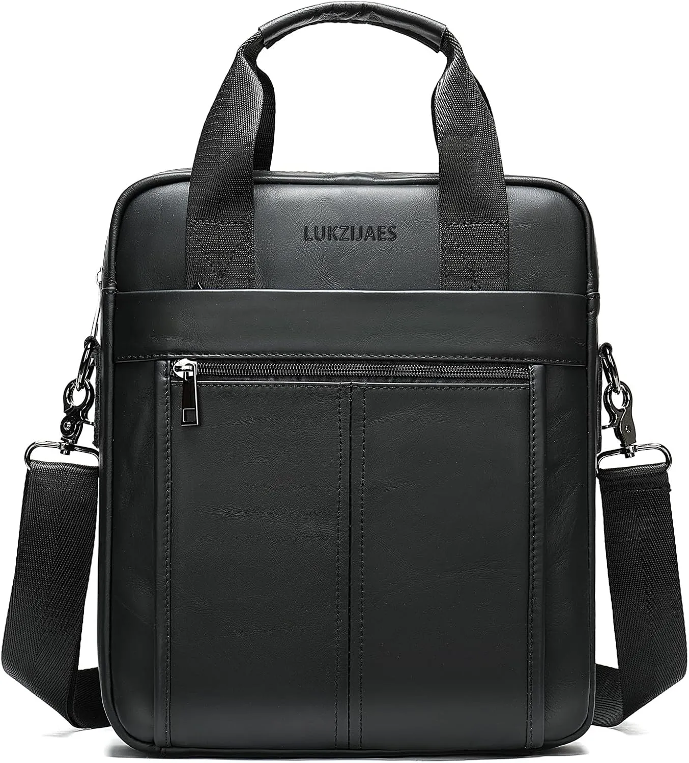 LUKZIJAES Genuine Leather Shoulder Messenger Bag for Men Adjustable Shoulders Sling Crossbody Bags