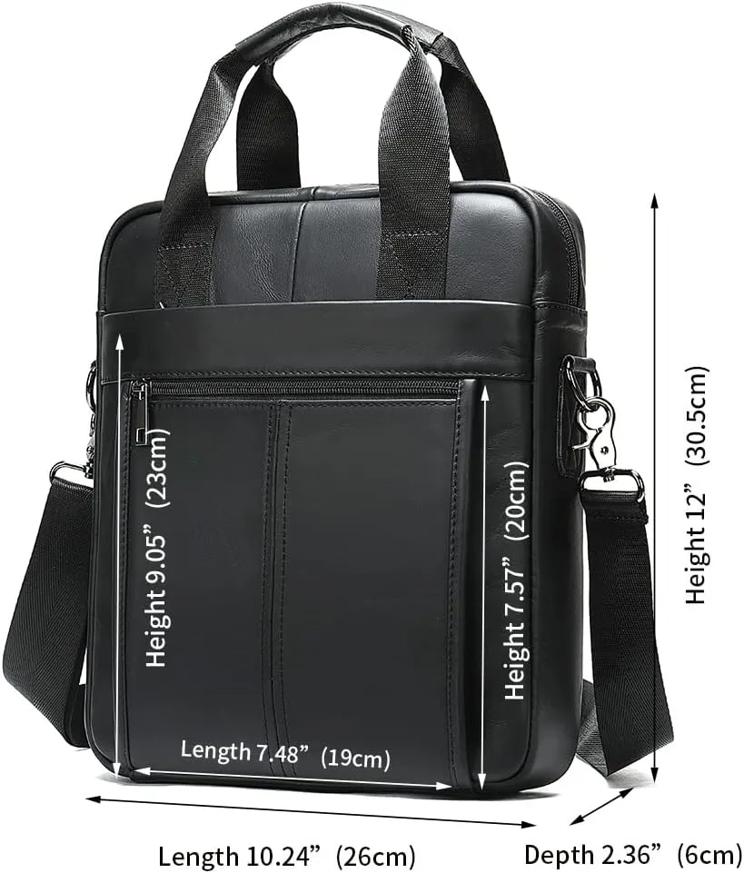 LUKZIJAES Genuine Leather Shoulder Messenger Bag for Men Adjustable Shoulders Sling Crossbody Bags