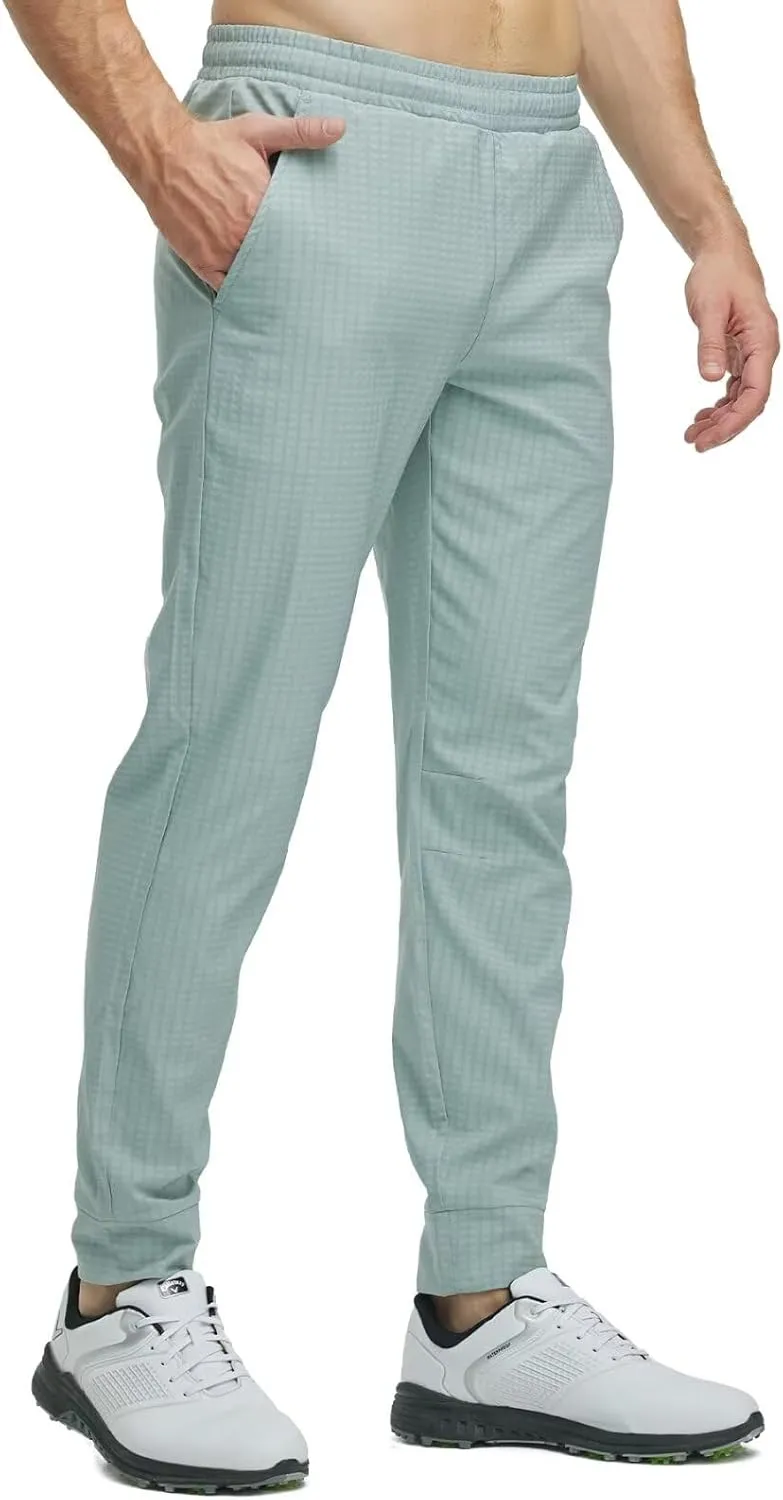 M MAELREG Mens Casual Pants with Zipper Pockets Water-Repellent Micro Fleece Lightweight Activewear Golf Pants for Men