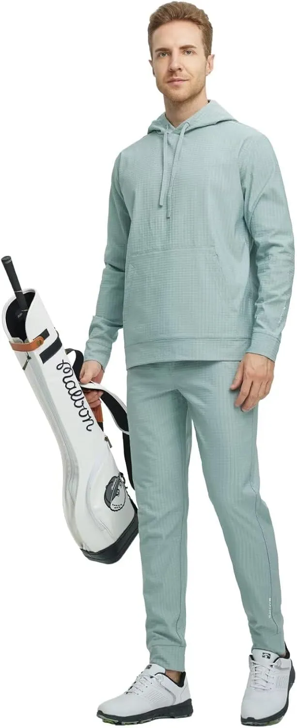 M MAELREG Mens Casual Pants with Zipper Pockets Water-Repellent Micro Fleece Lightweight Activewear Golf Pants for Men