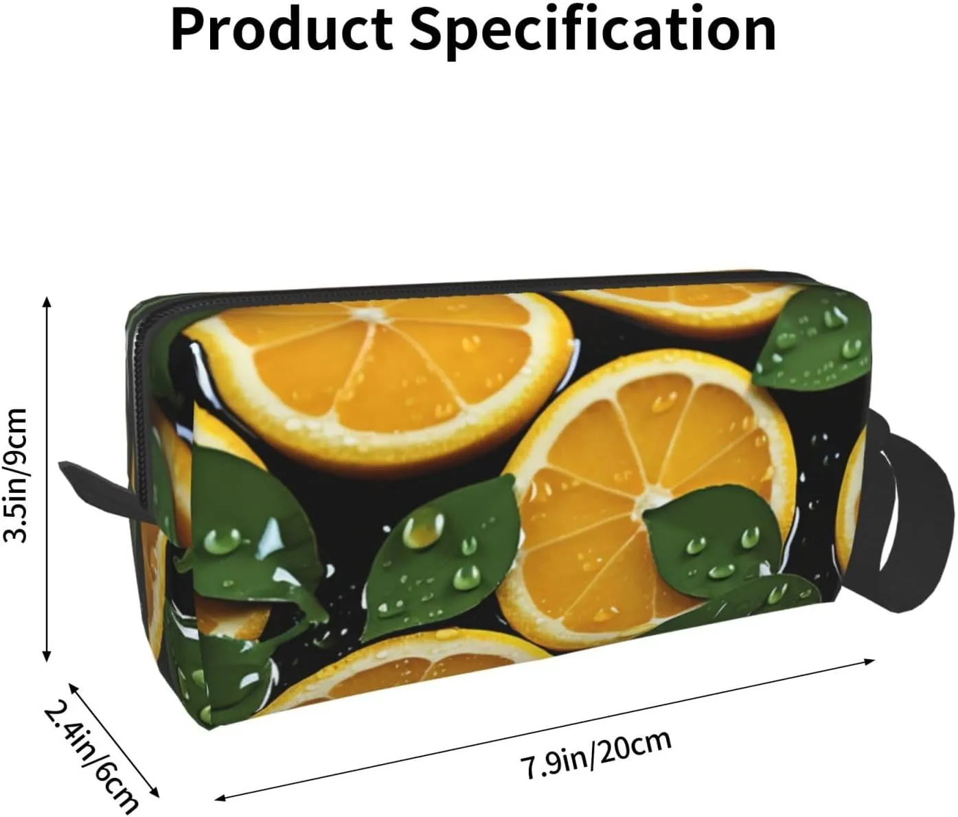 Makeup Bag for Women Orange fruit background Large Capacity Cosmetic Bags Portable Toiletry Bag Travel Storage