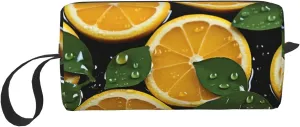 Makeup Bag for Women Orange fruit background Large Capacity Cosmetic Bags Portable Toiletry Bag Travel Storage